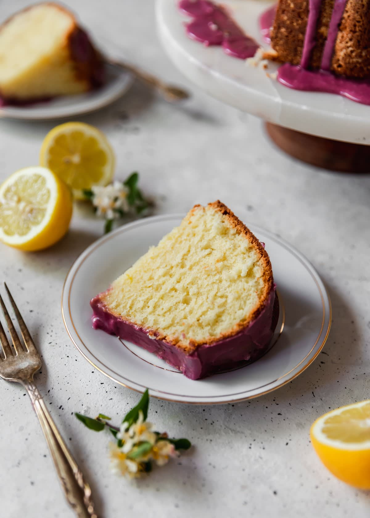 Sour Cream Lemon Pound Cake With Blackberry Glaze