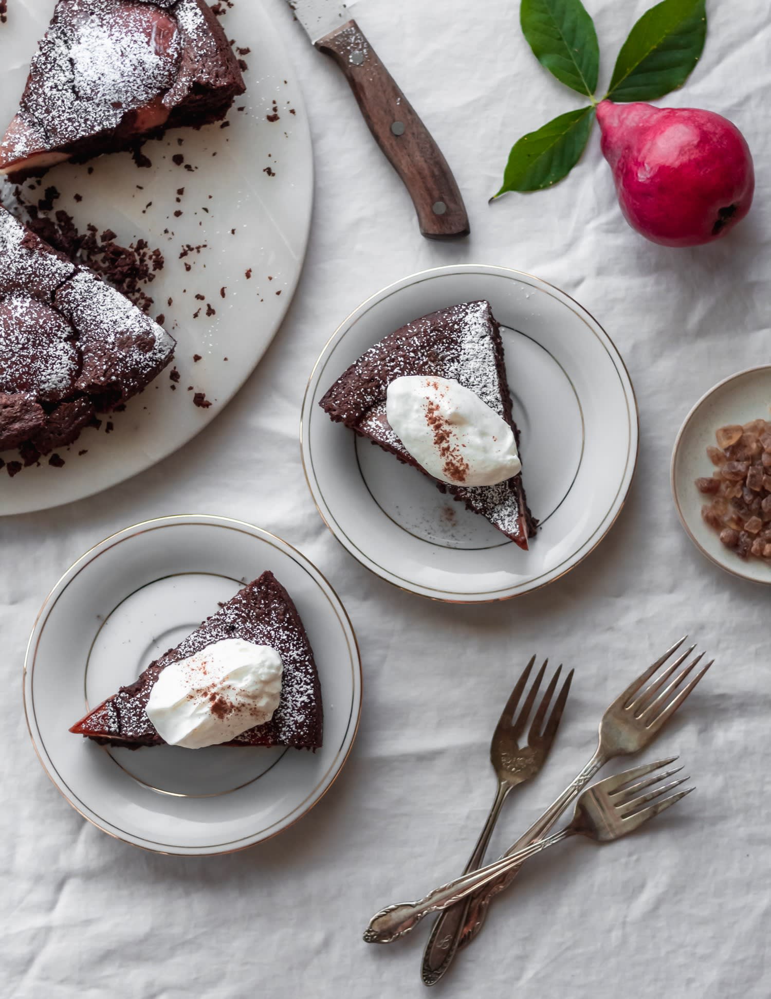 Chocolate Hazelnut Pear Cake + Maple Cream