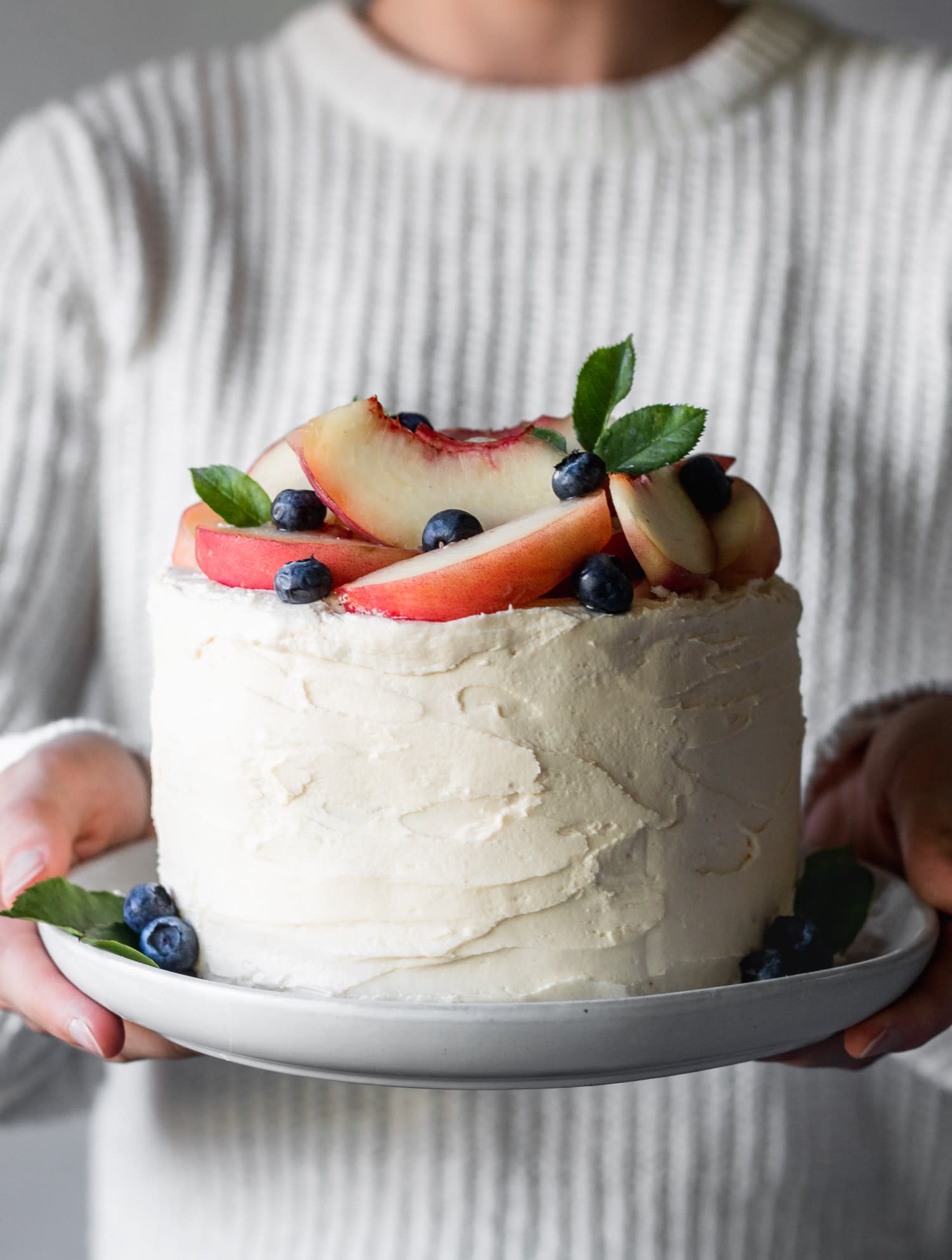 Vanilla Cake With Peach Filling & Caramelized White Chocolate Buttercream