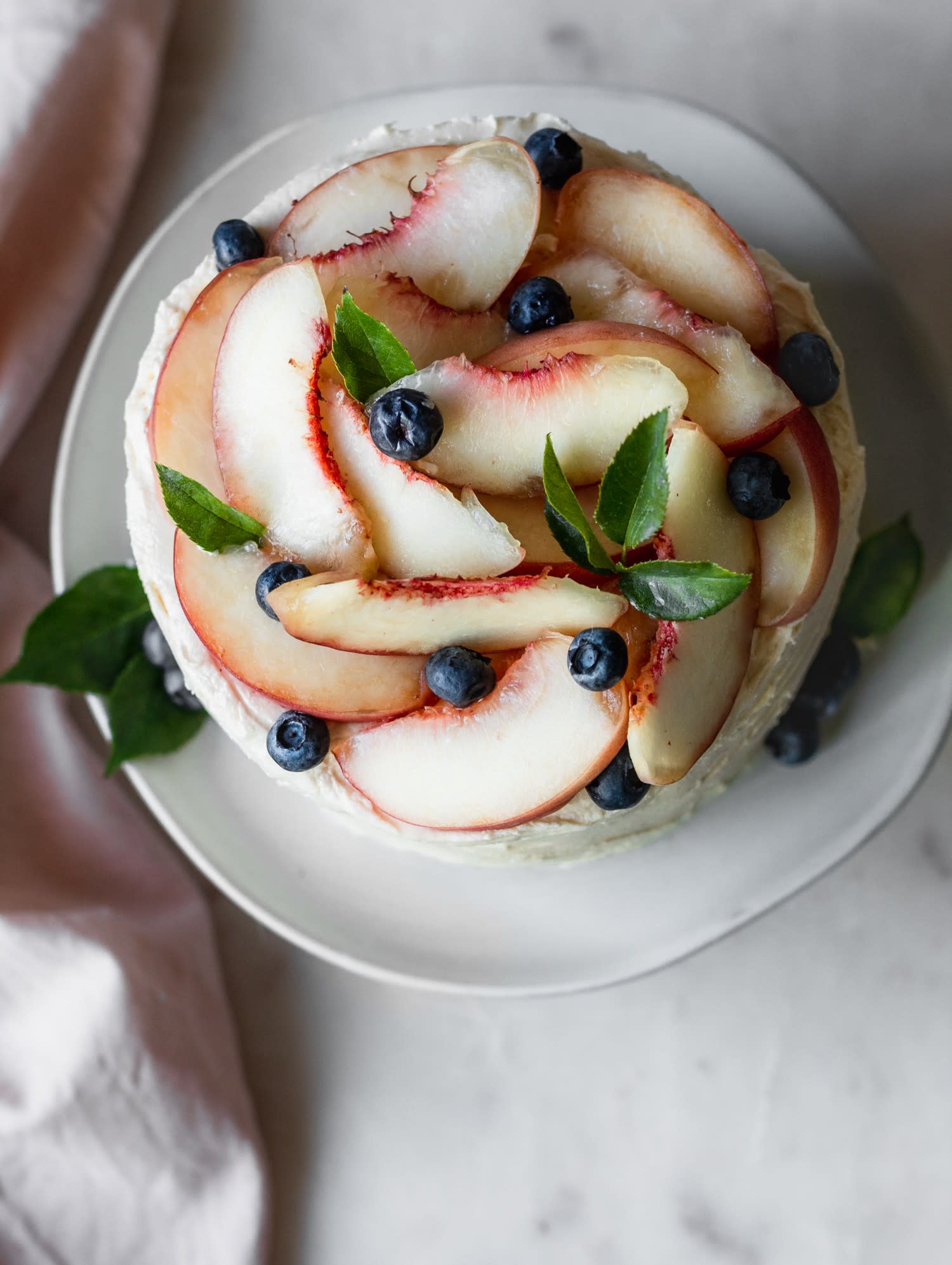 Vanilla Cake With Peach Filling & Caramelized White Chocolate Buttercream