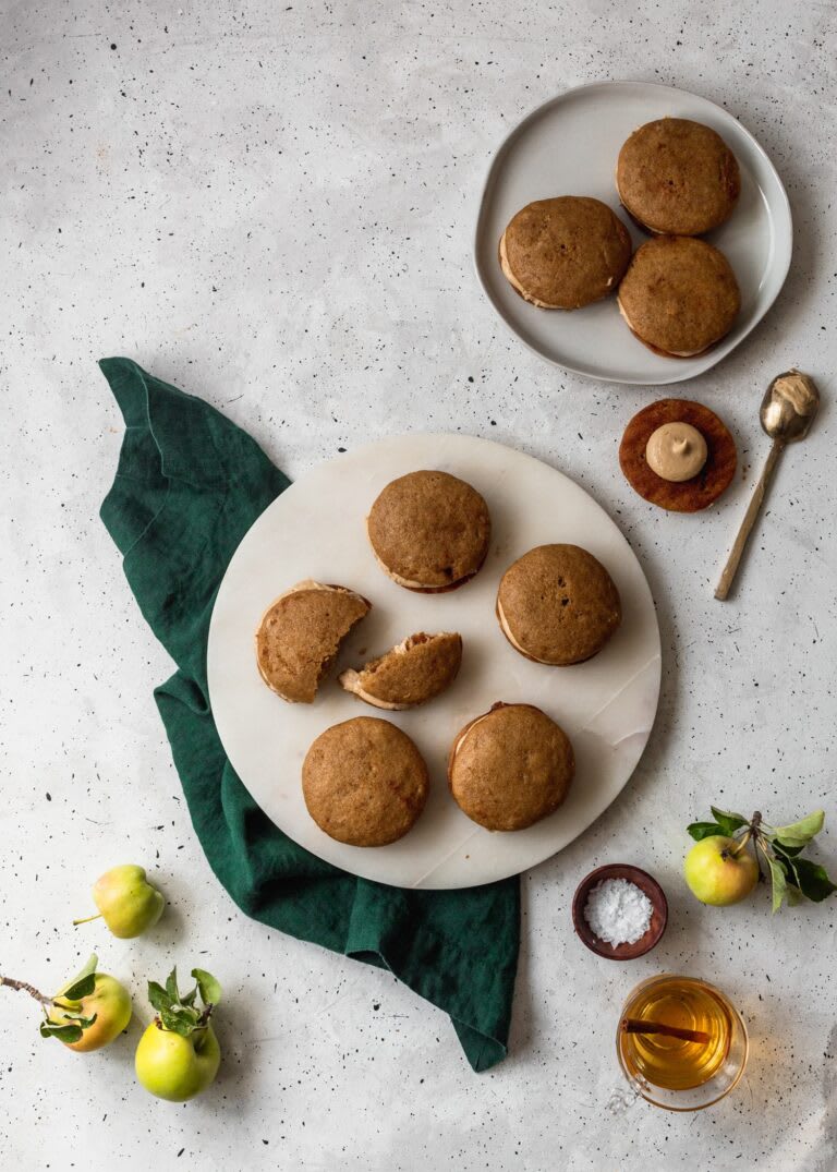 Apple Cider Whoopie Pies With Salted Caramel Frosting