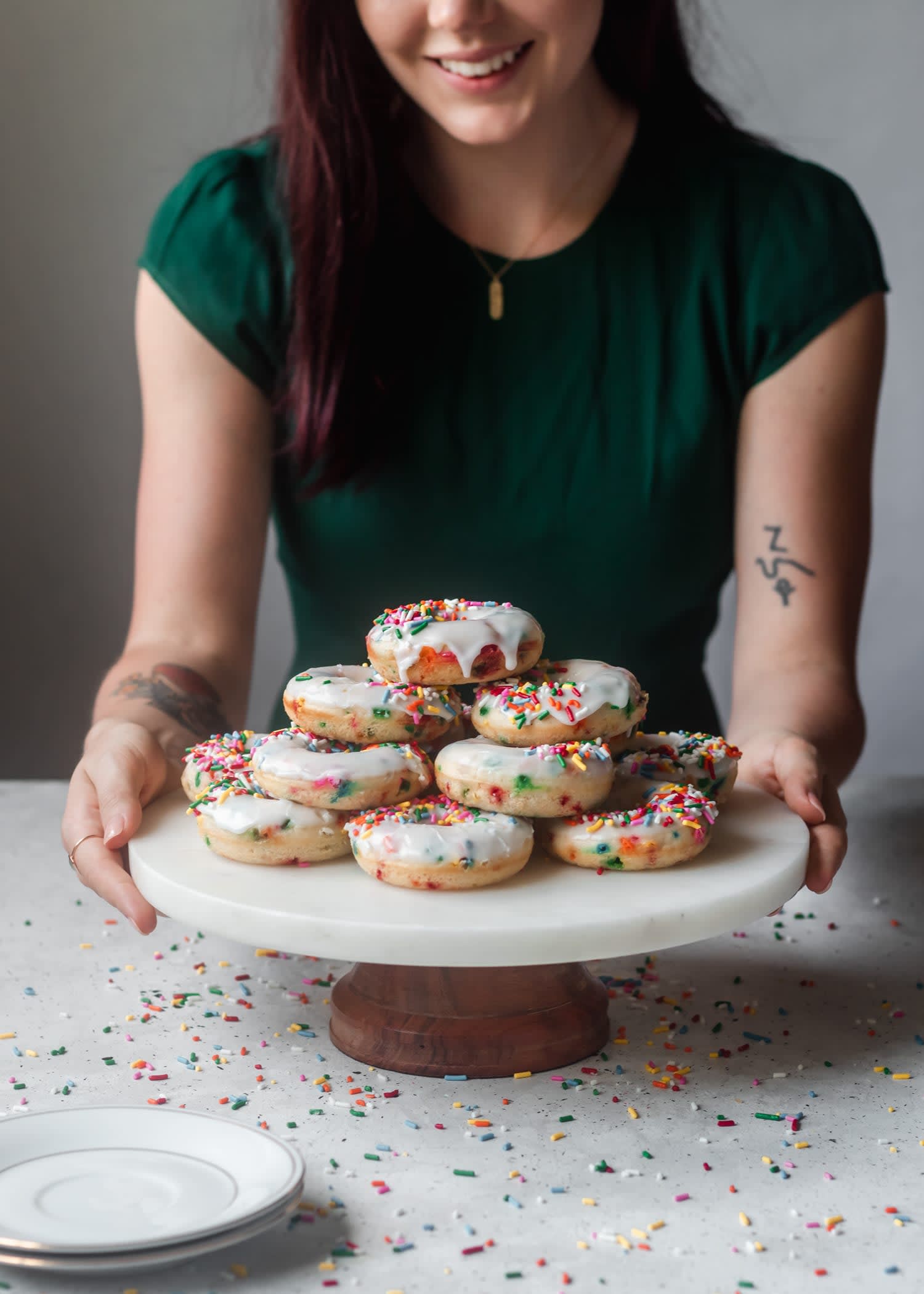 Birthday Cake Donuts With Vanilla Glaze