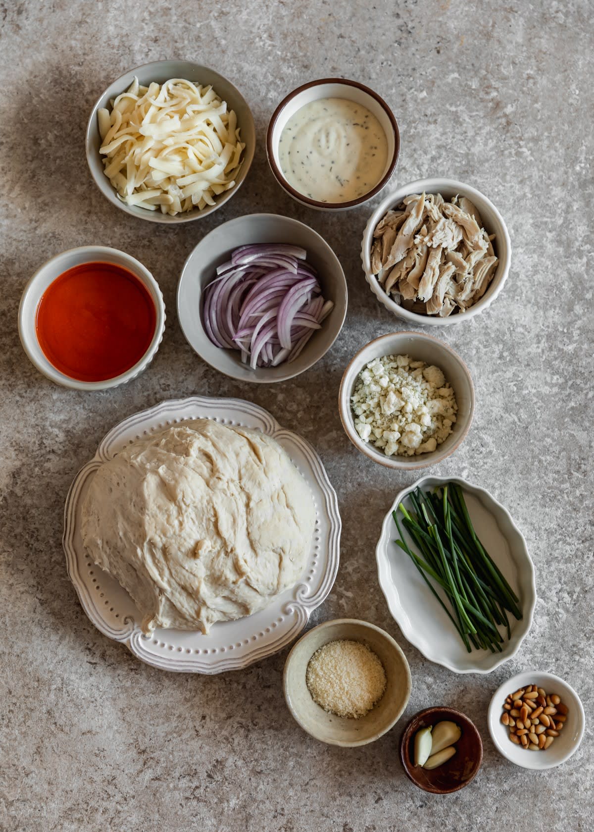 Buffalo Chicken Pizza With Chive Pesto