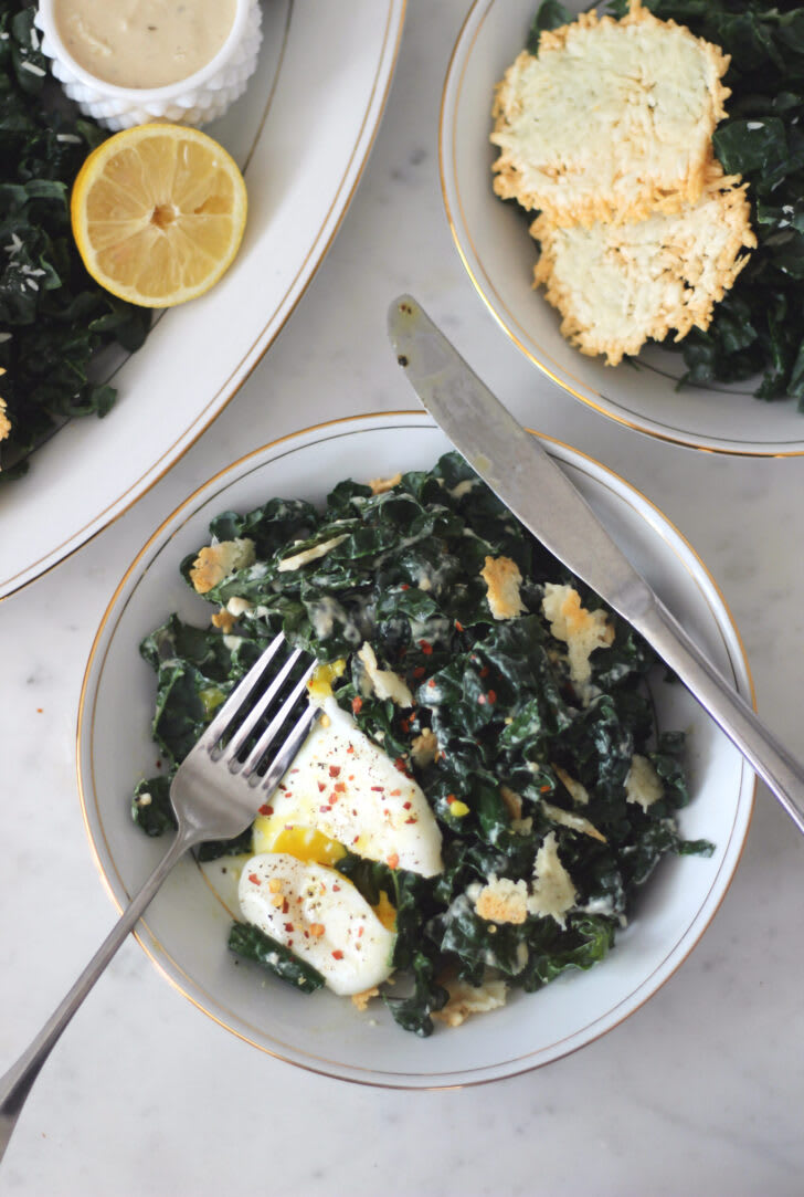 Kale Salad With Greek Yogurt Caesar Dressing