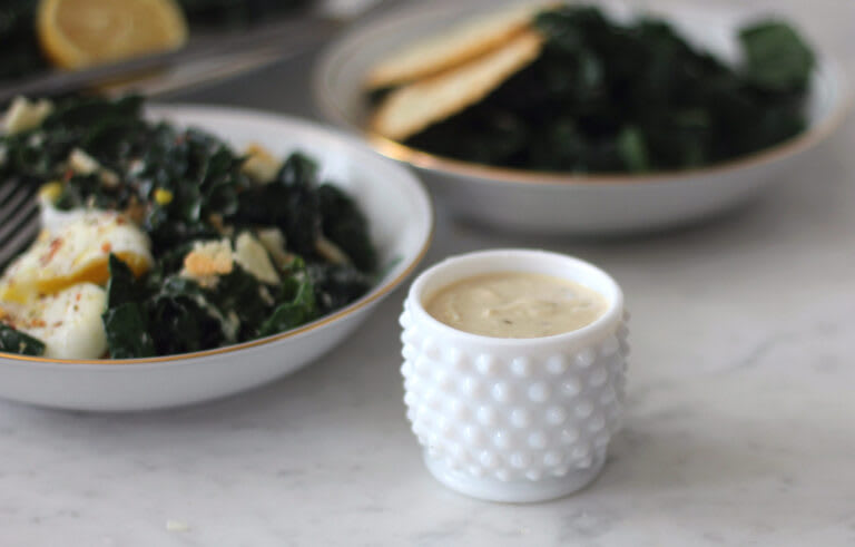 Kale Salad With Greek Yogurt Caesar Dressing