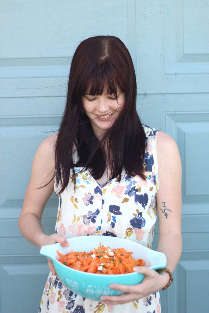 Carrot Salad With Pistachios + Queso Fresco + Shallot Dressing