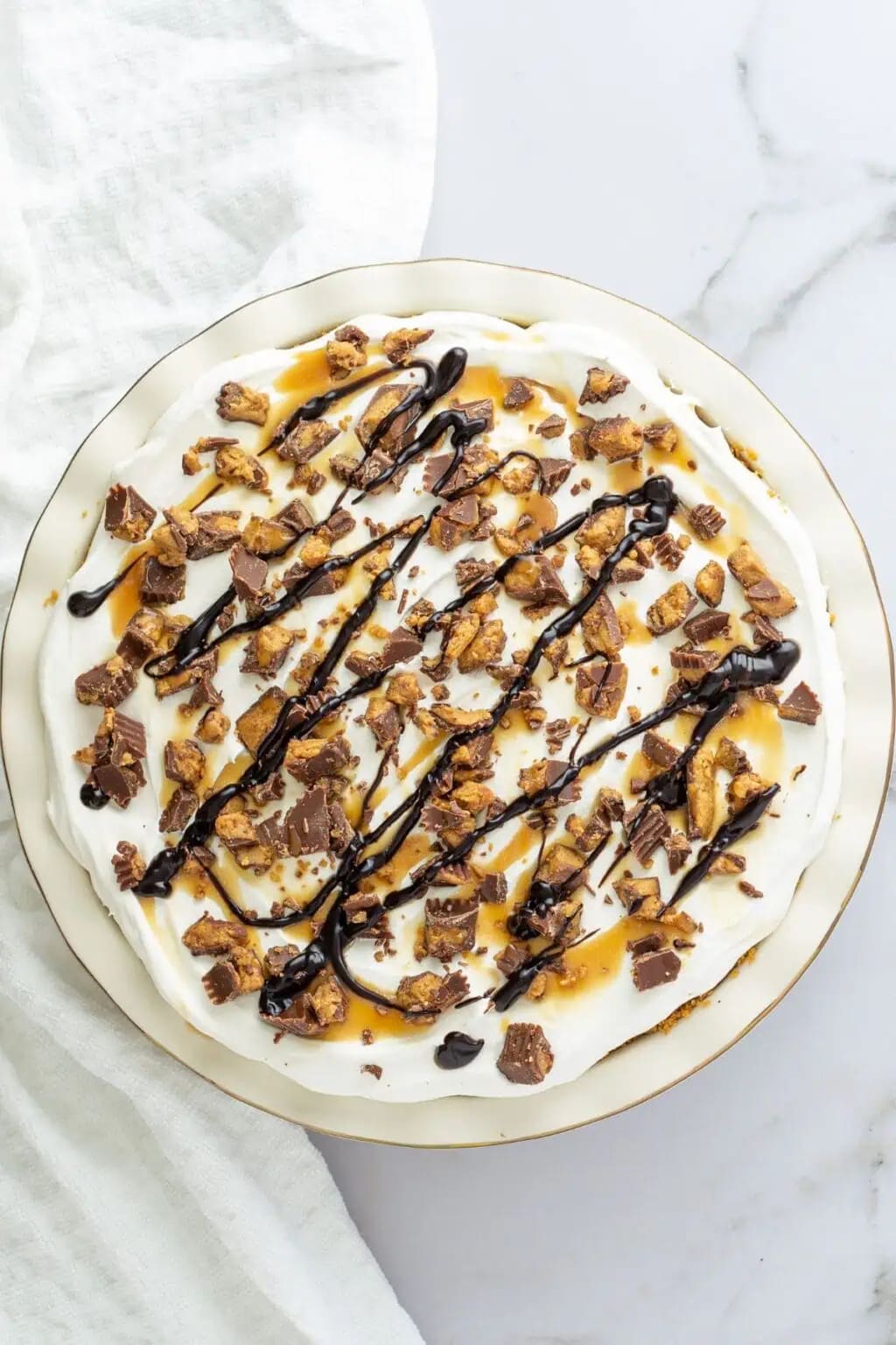 No Bake Chocolate and Peanut Butter Pie