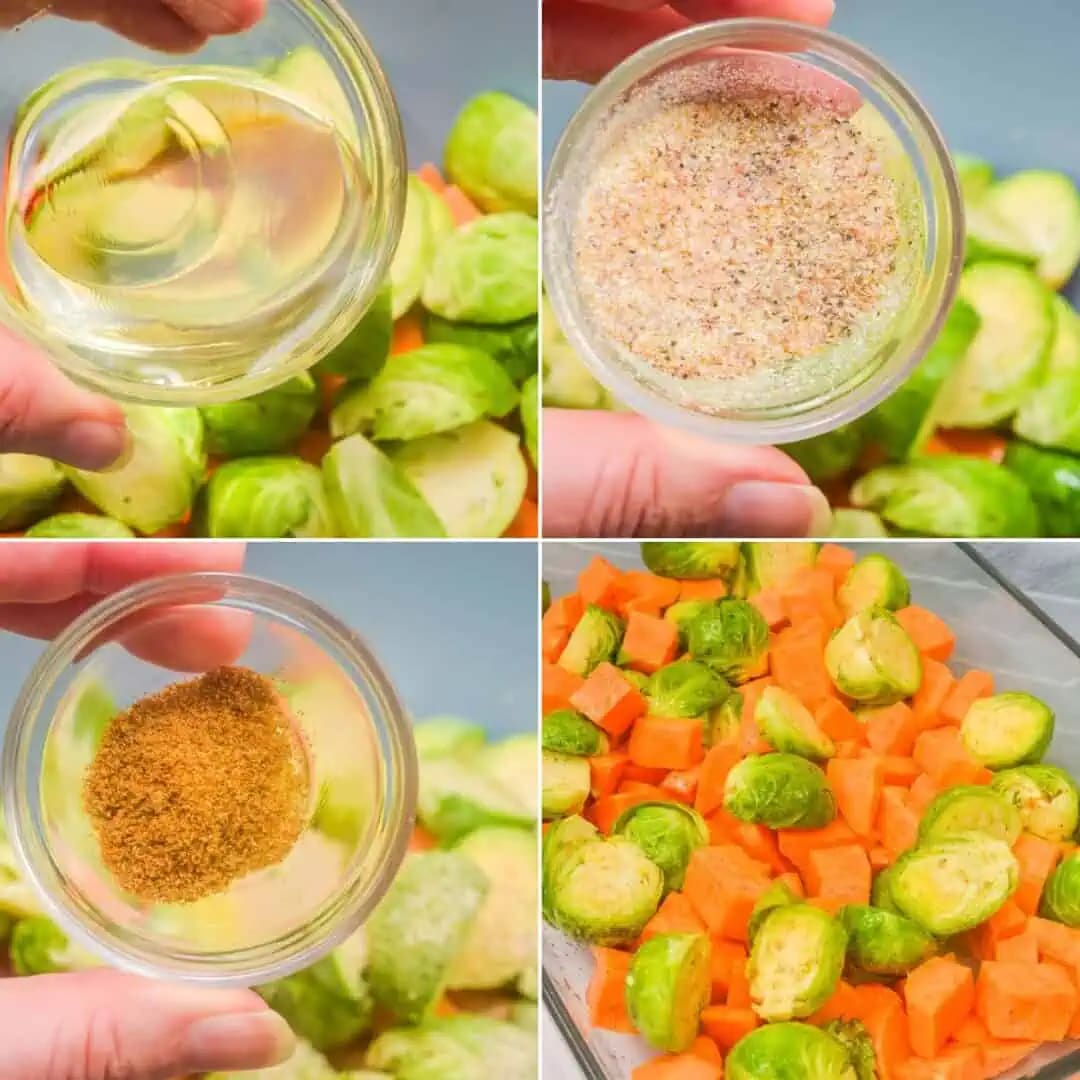 Roasted Sweet Potatoes with Brussel Sprouts