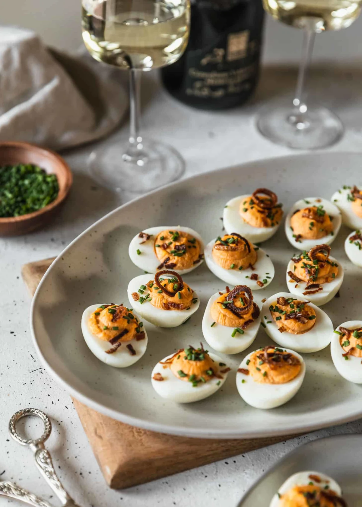 Spicy Deviled Eggs With Crispy Shallots