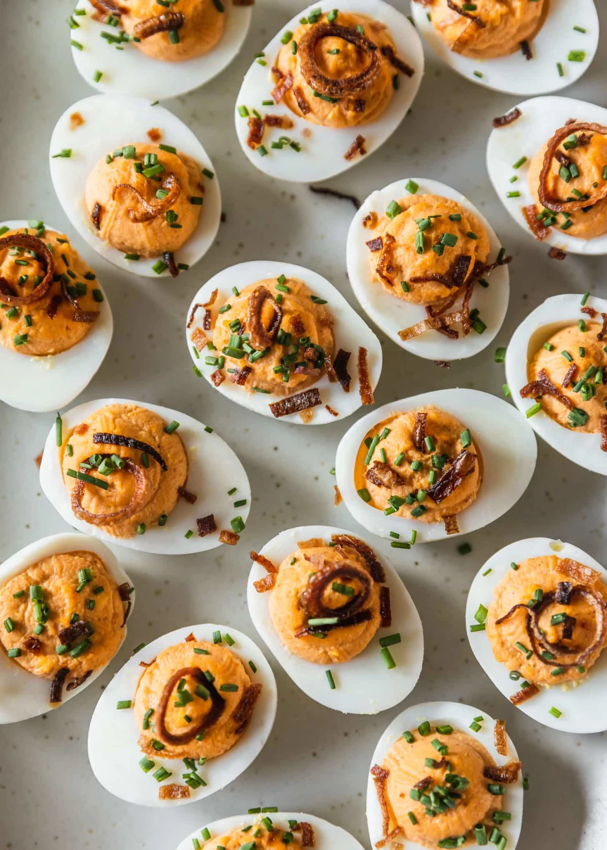 Spicy Deviled Eggs With Crispy Shallots