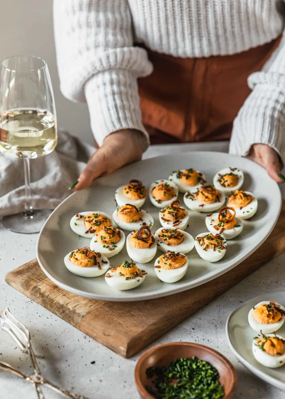 Spicy Deviled Eggs With Crispy Shallots