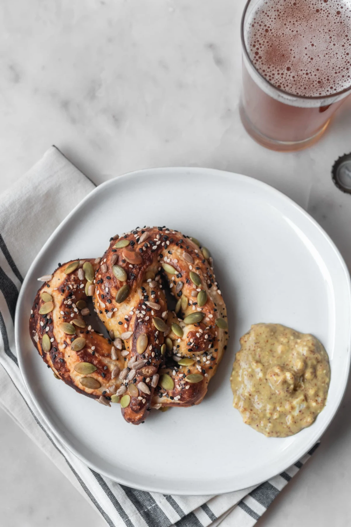 Seedy Soft Pretzels + Bleu Cheese Mustard