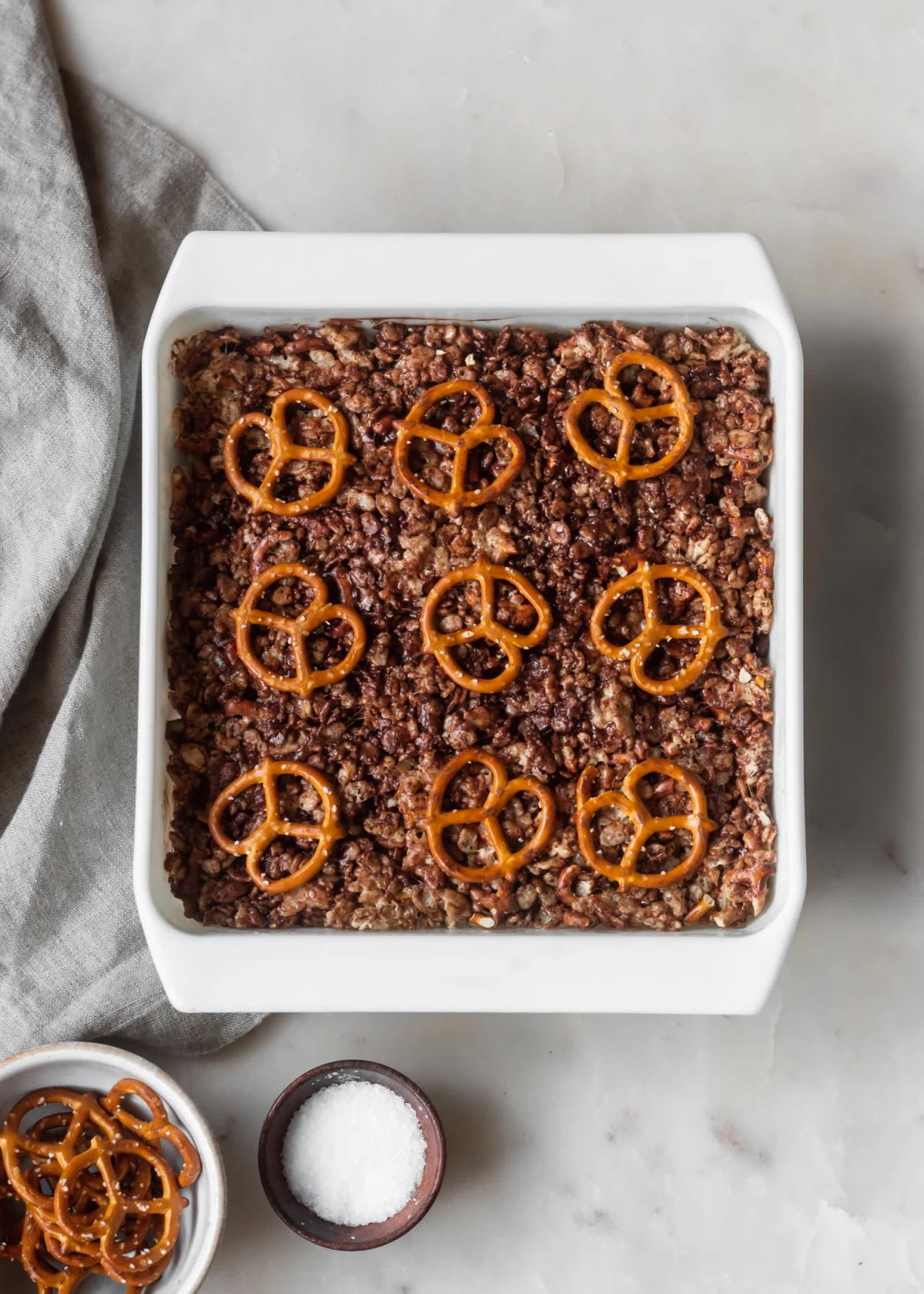 Brown Butter Rice Krispie Treats With Dark Chocolate & Pretzels