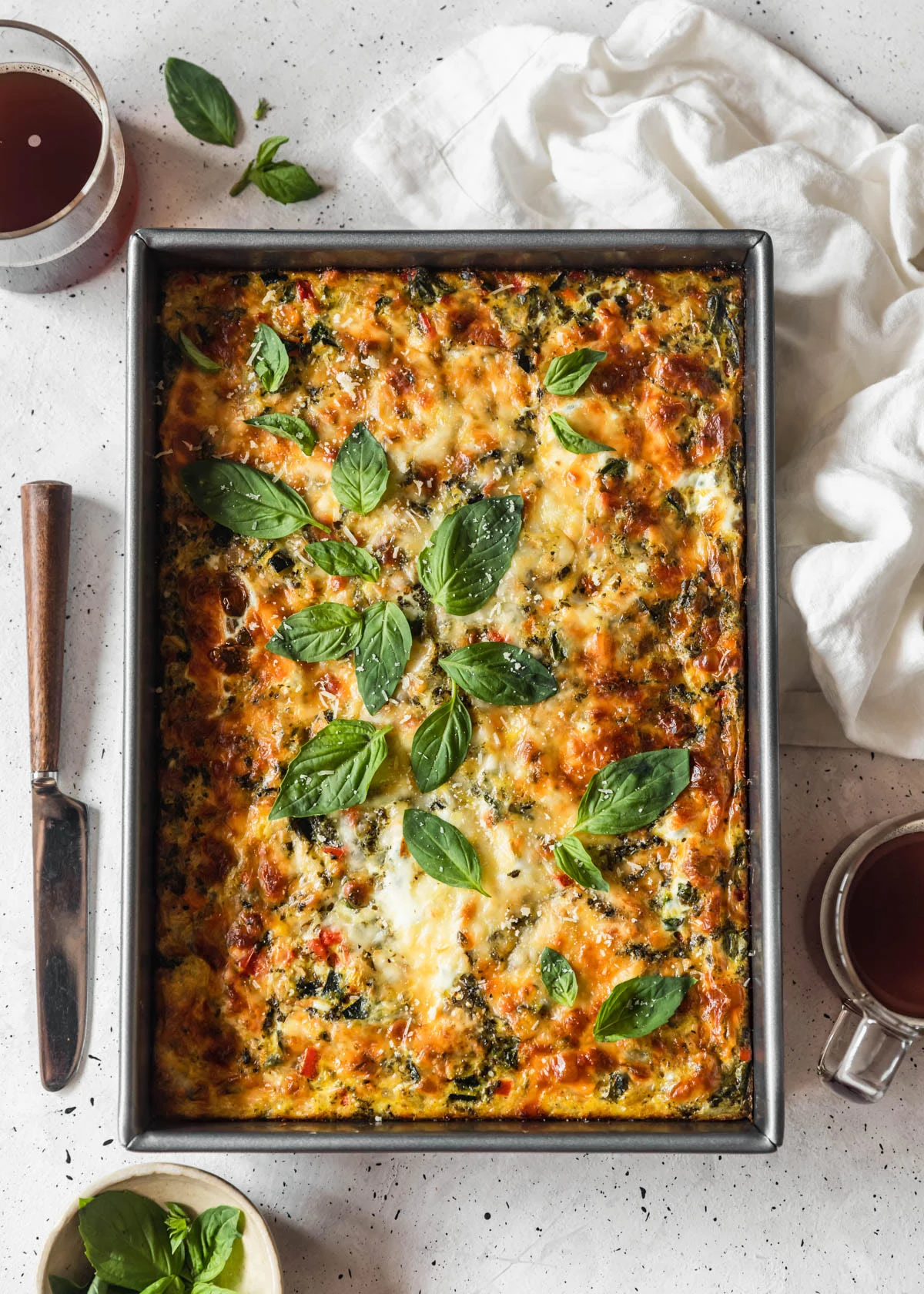 Roasted Veggie Breakfast Casserole With Pesto