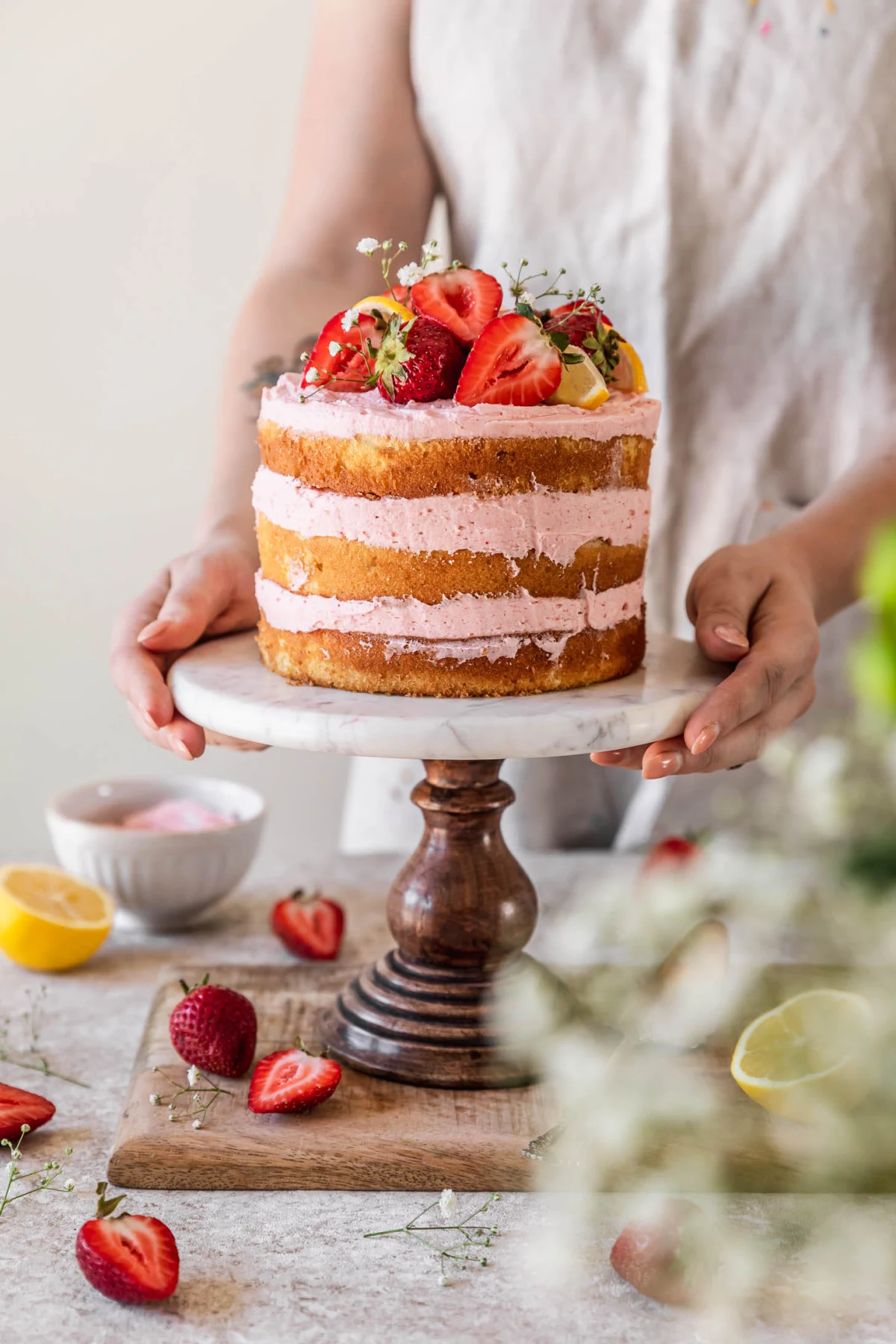 Ricotta Strawberry Lemon Cake