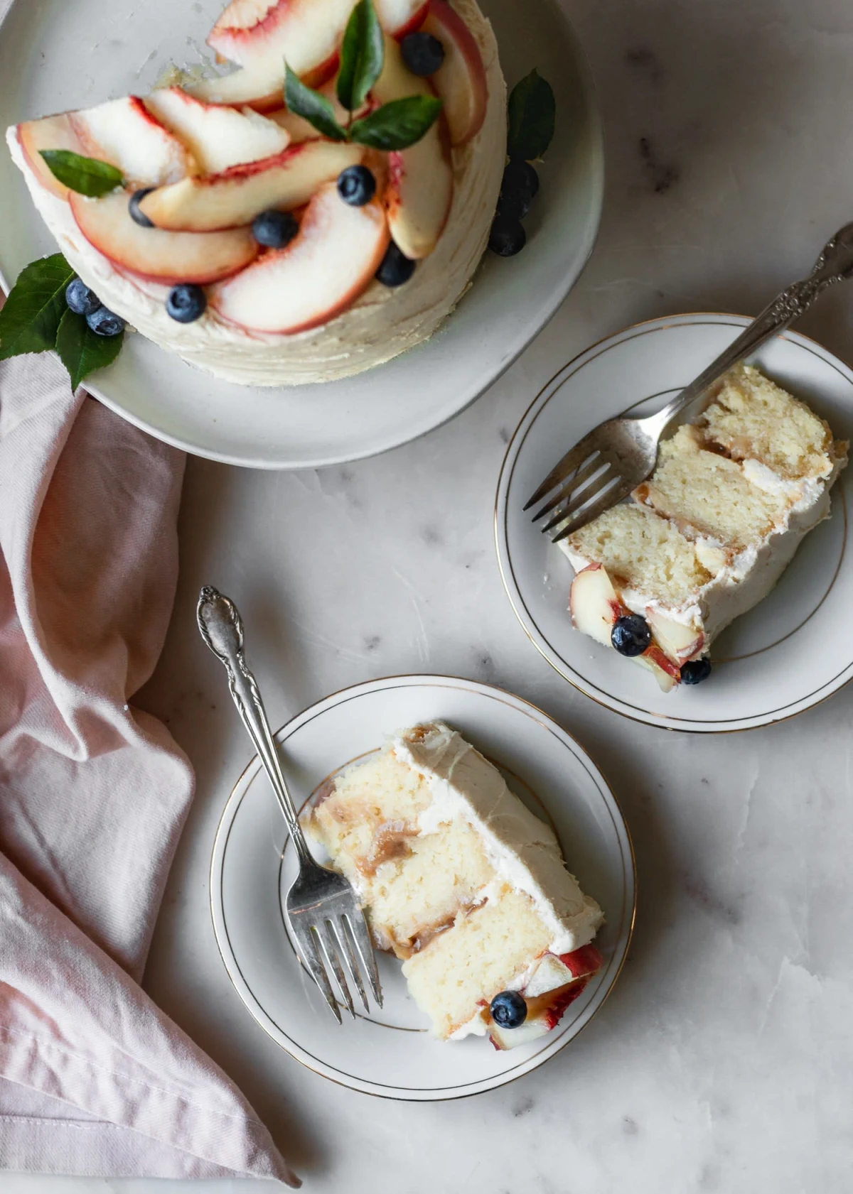 Vanilla Cake With Peach Filling & Caramelized White Chocolate Buttercream