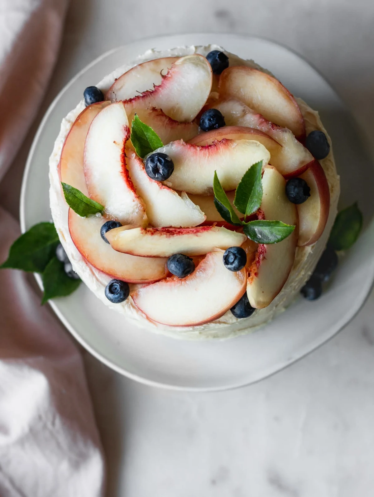 Vanilla Cake With Peach Filling & Caramelized White Chocolate Buttercream
