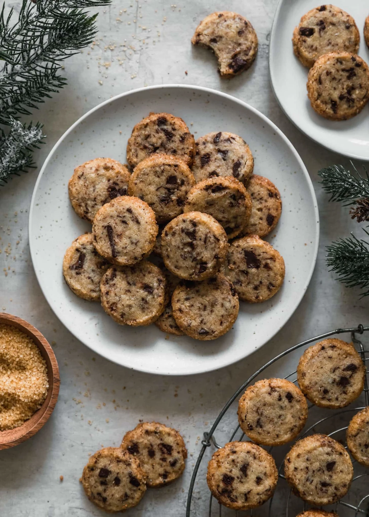 Cardamom Chocolate Chunk Shortbread Cookies