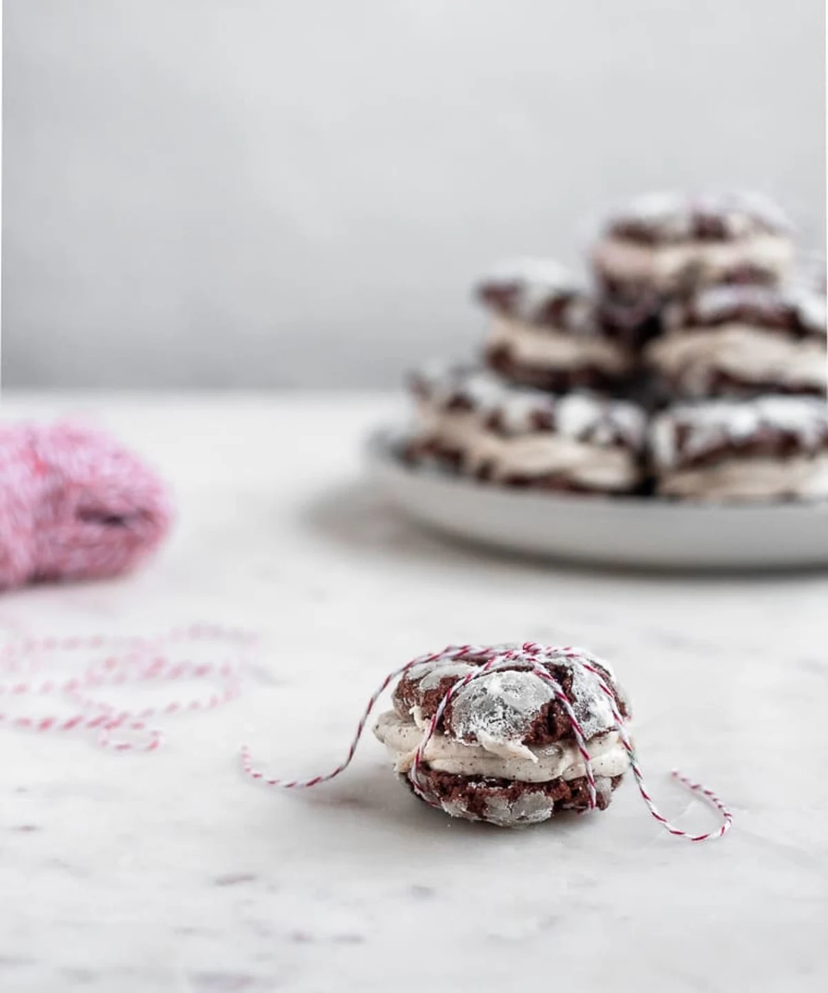 Mocha Crinkle Cookie Sandwiches With Hazelnut-Mascarpone Filling