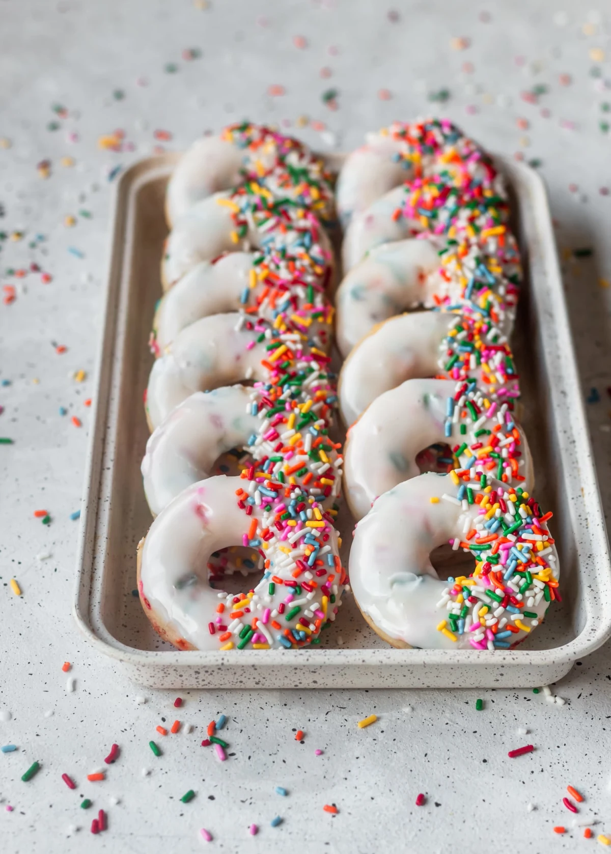 Birthday Cake Donuts With Vanilla Glaze