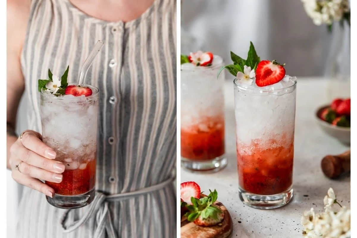 Strawberry Gin Smash With Basil & Elderflower