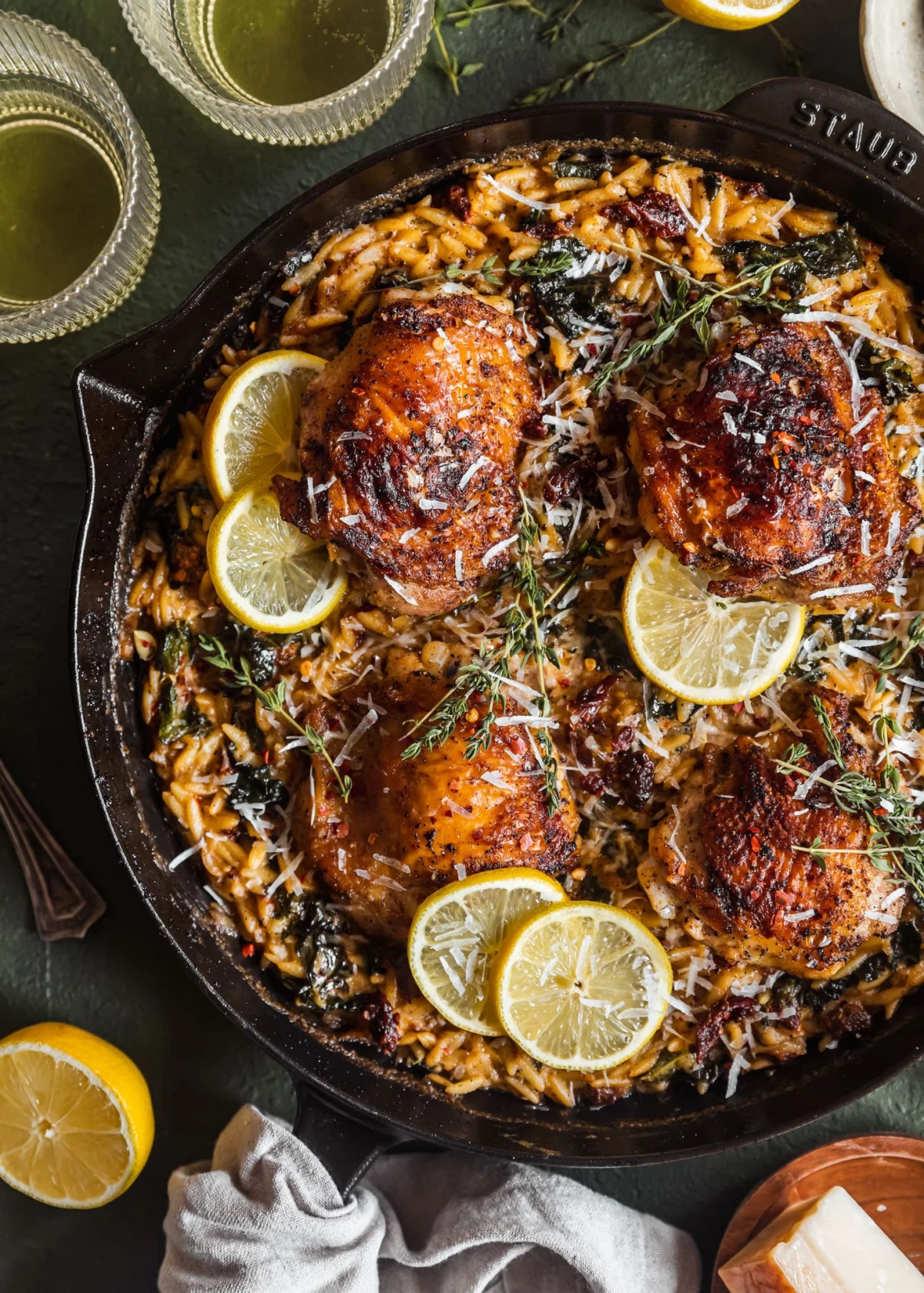Creamy Tuscan Chicken And Orzo Skillet