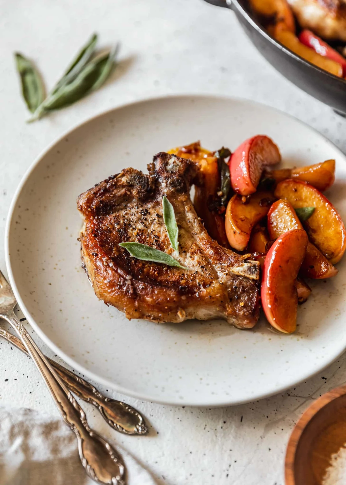 Apple Pork Chops With Bourbon & Sage