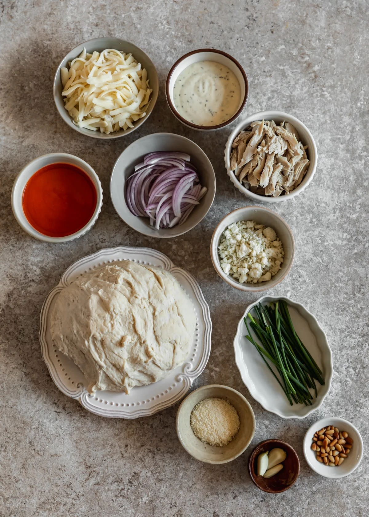 Buffalo Chicken Pizza With Chive Pesto
