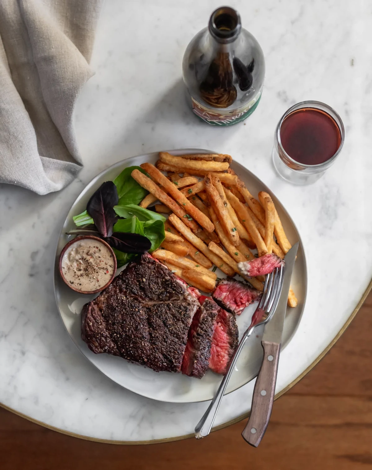 Reverse Seared Chuck Steak + Brandy Peppercorn Sauce