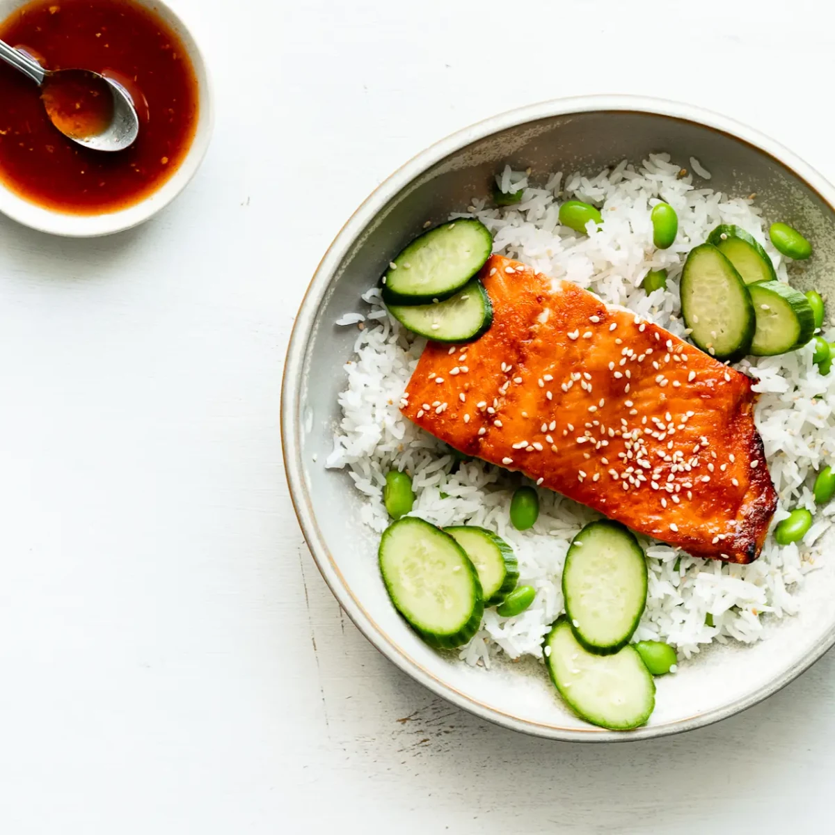 Salmon and Coconut Rice Bowls with Sriracha Honey