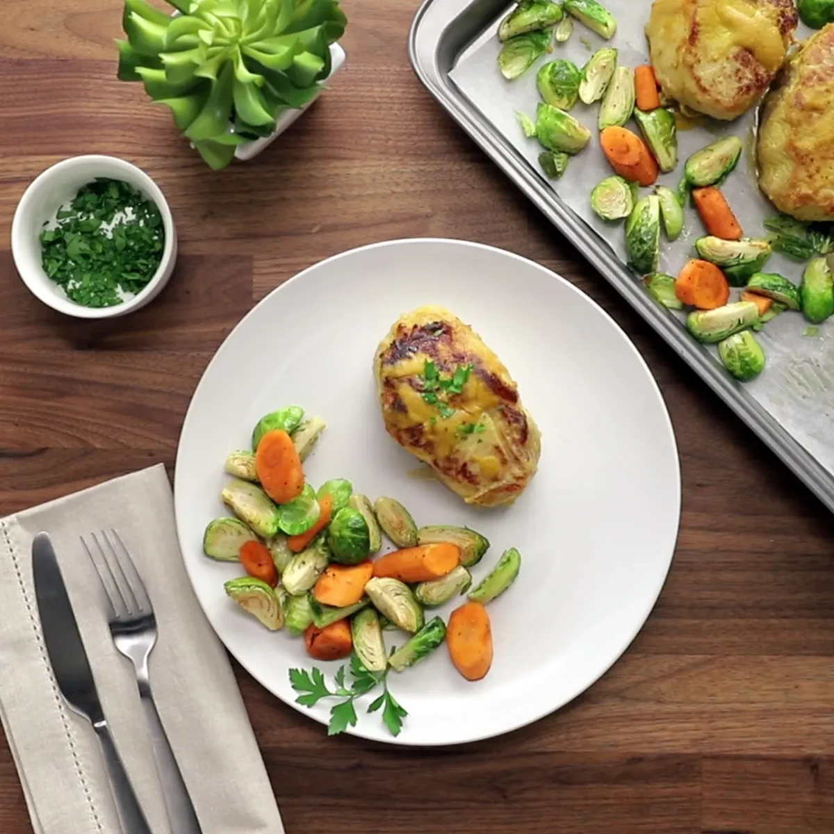 Sheet Pan Honey Mustard Pork Chops with Roasted Veggies