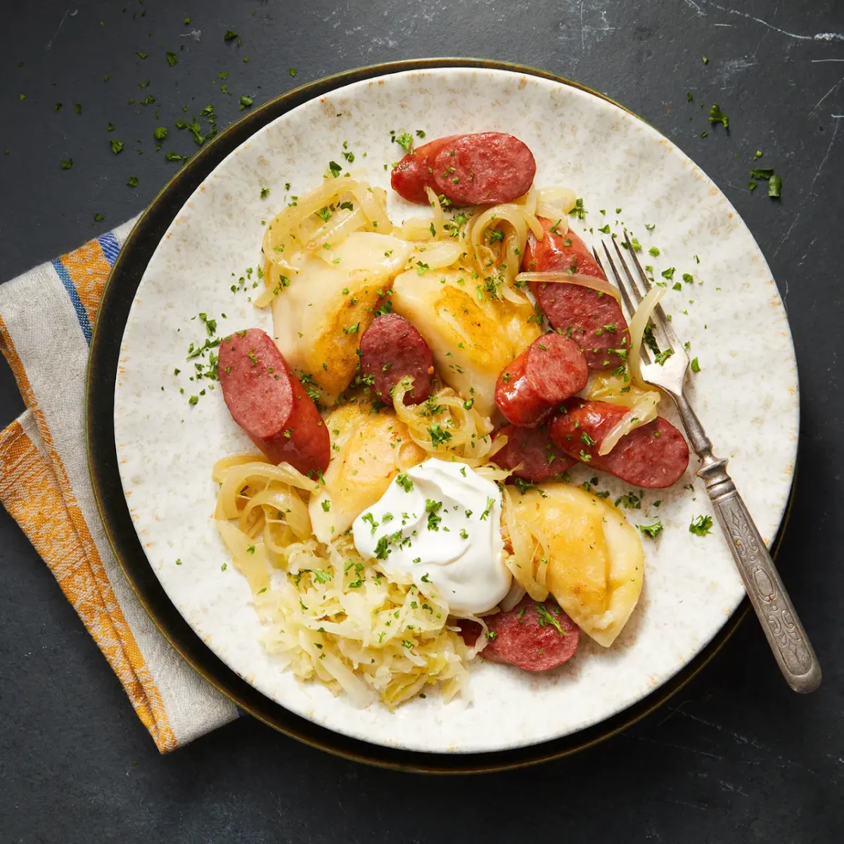 Weeknight Pan-Fried Pierogi and Kielbasa
