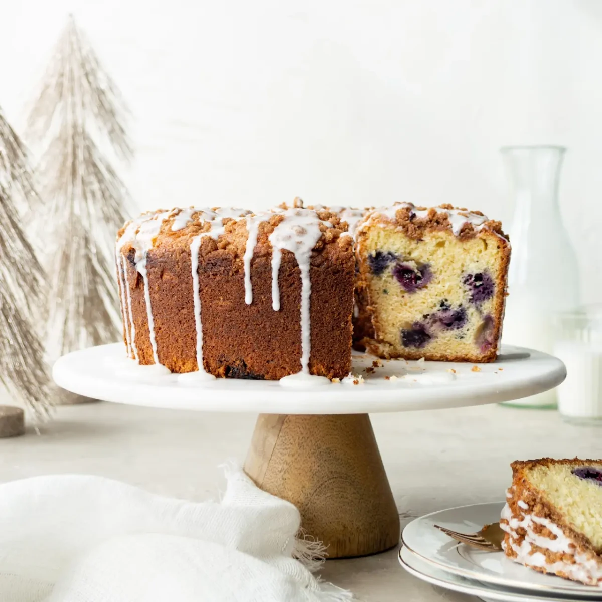 Blueberry Sour Cream Coffee Cake with Lemon Drizzle