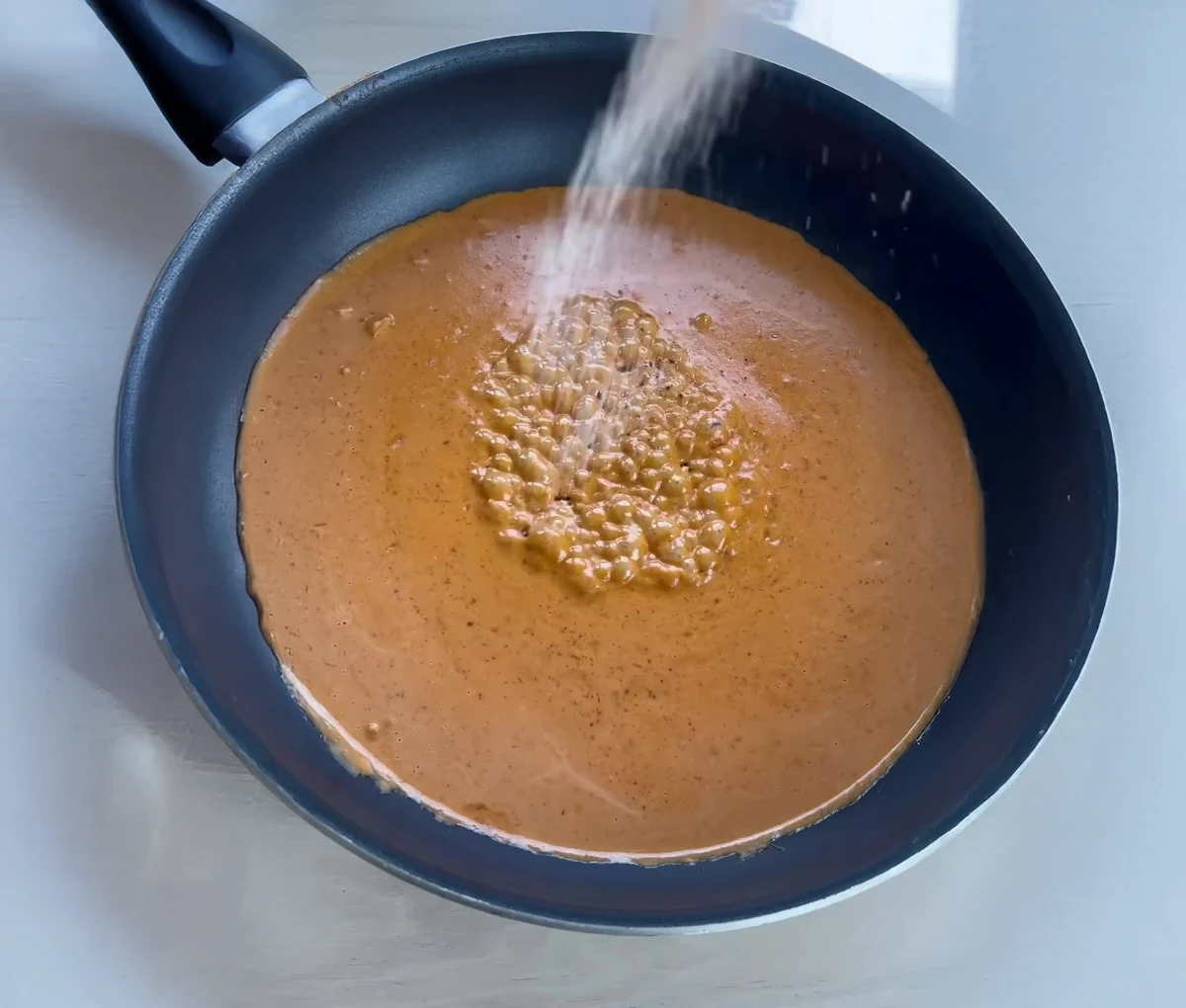 Creamy Tomato Pancetta Pasta with Peas