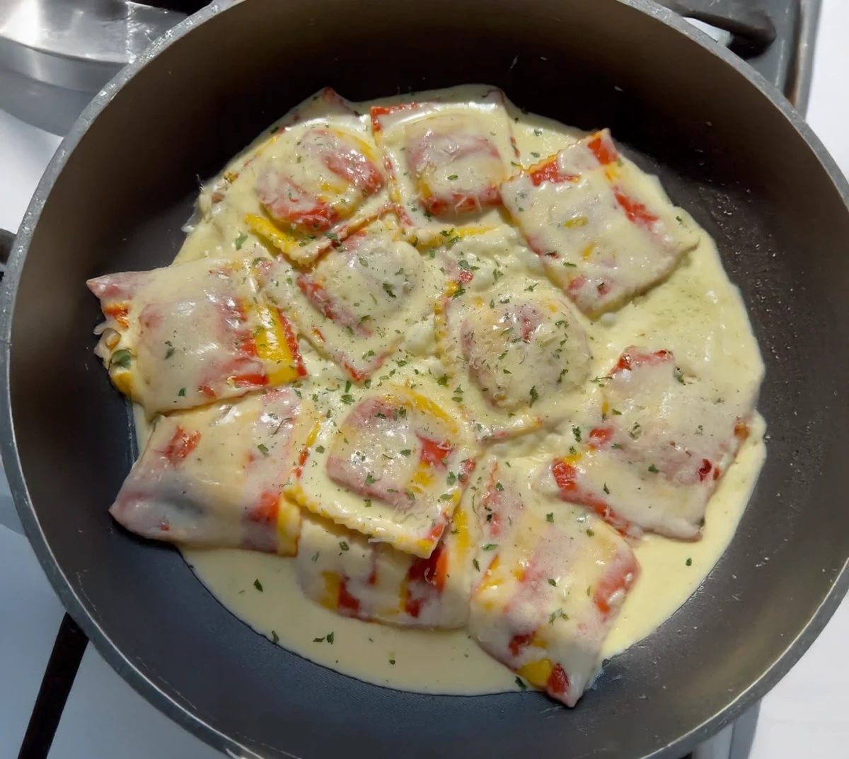 Lobster Ravioli in Alfredo Sauce