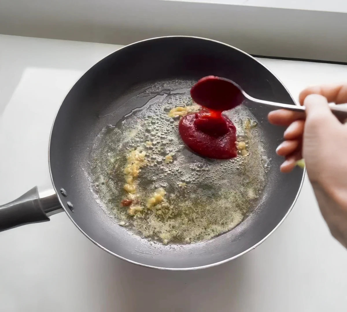 Creamy Gochujang Pasta with Roasted Garlic & Burrata
