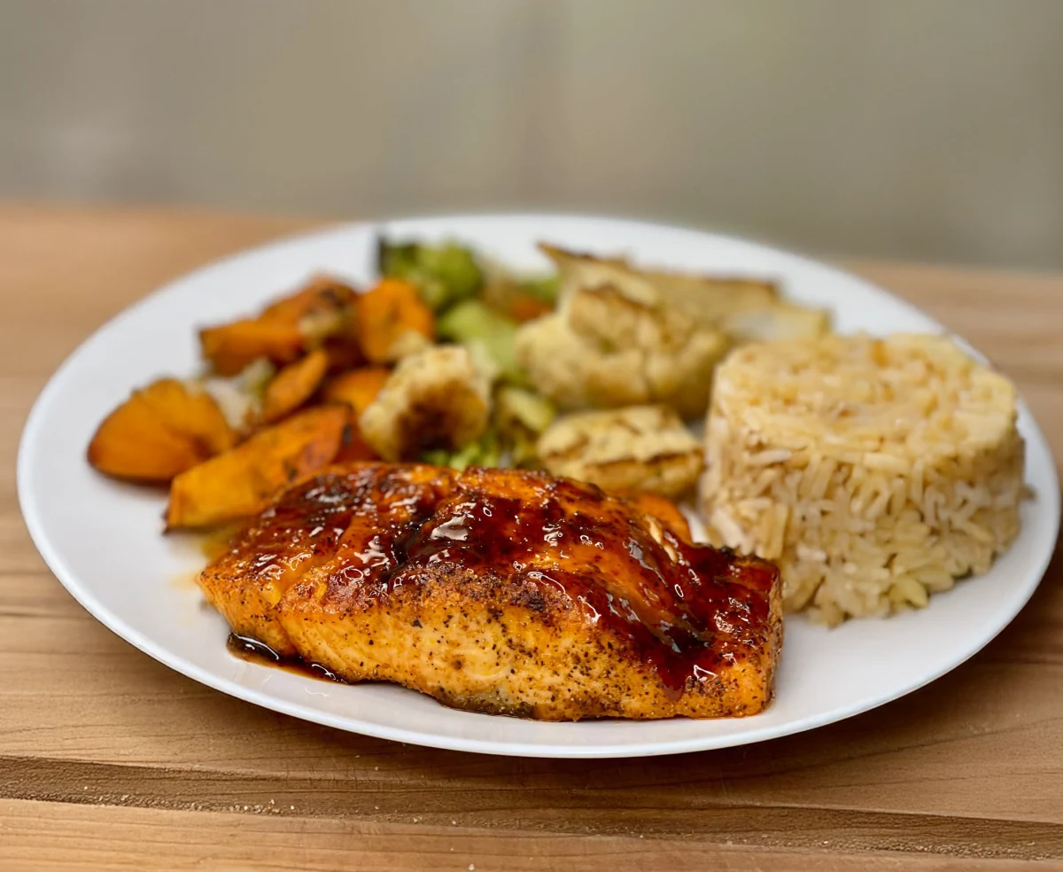 Salmon Veggie Rice Bowl