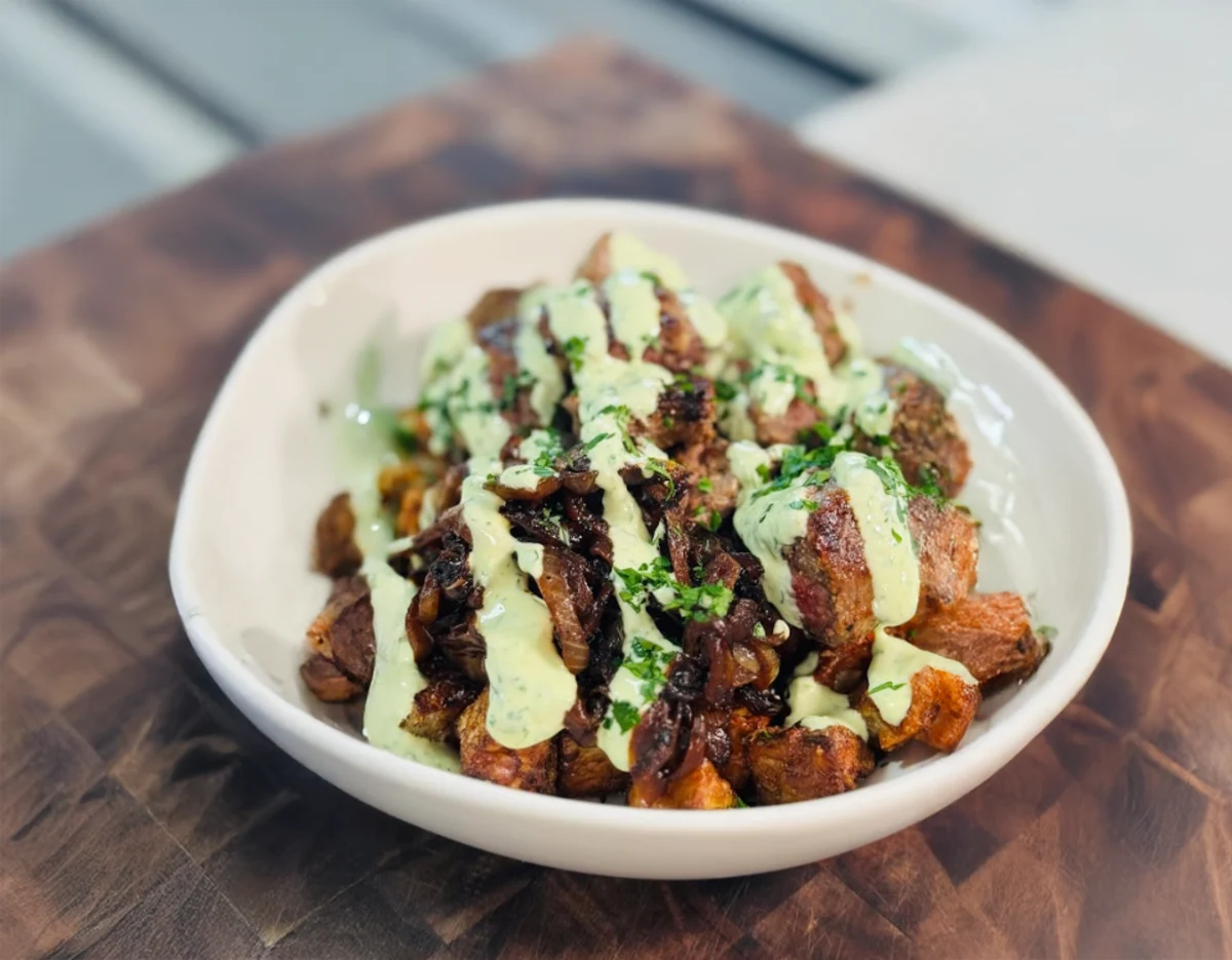 Garlic Herb Steak & Parmesan Potato Bowls