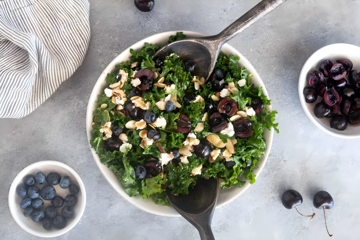 Kale Cherry Salad with Goat Cheese