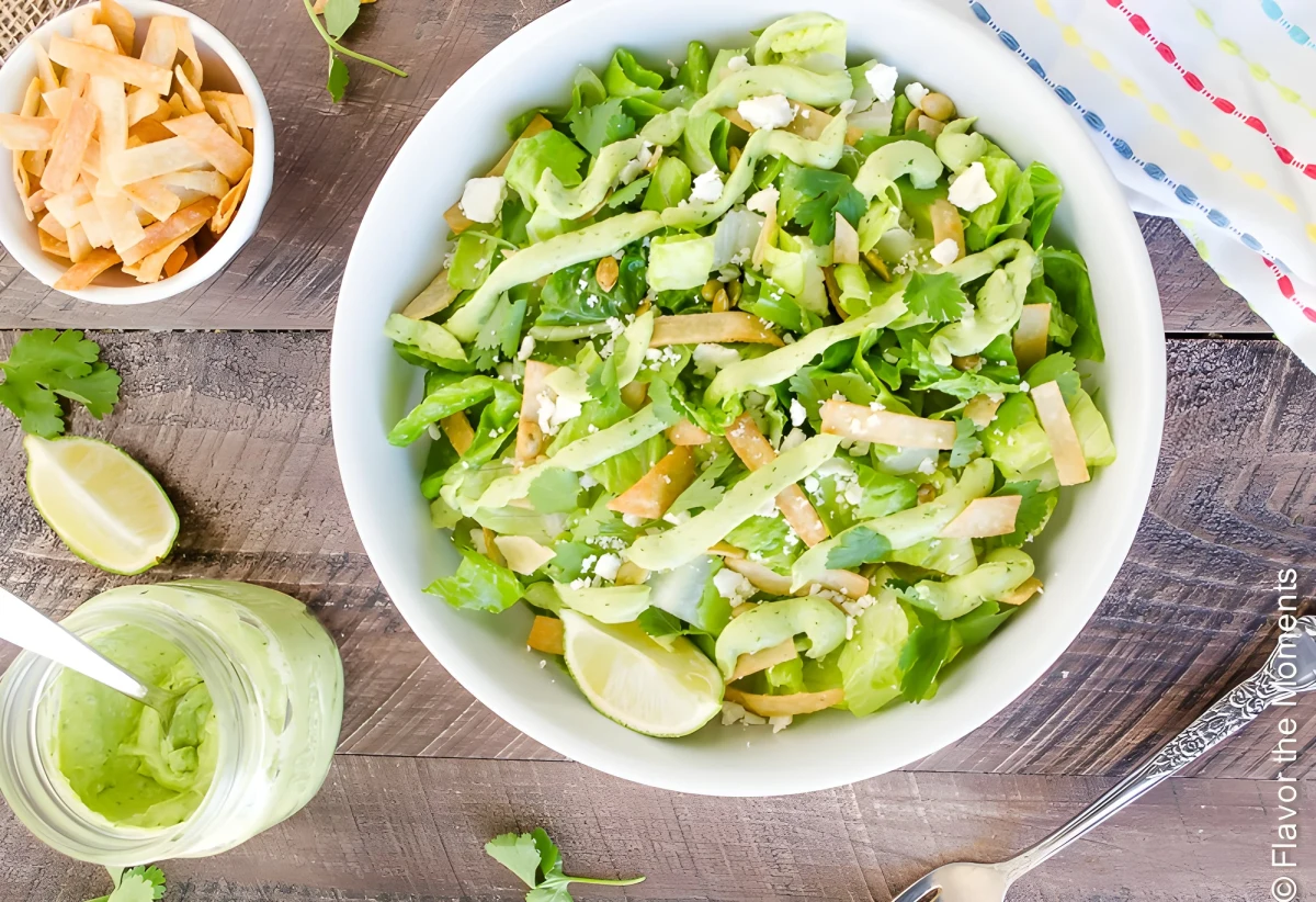 Mexican Caesar Salad with Creamy Avocado Dressing