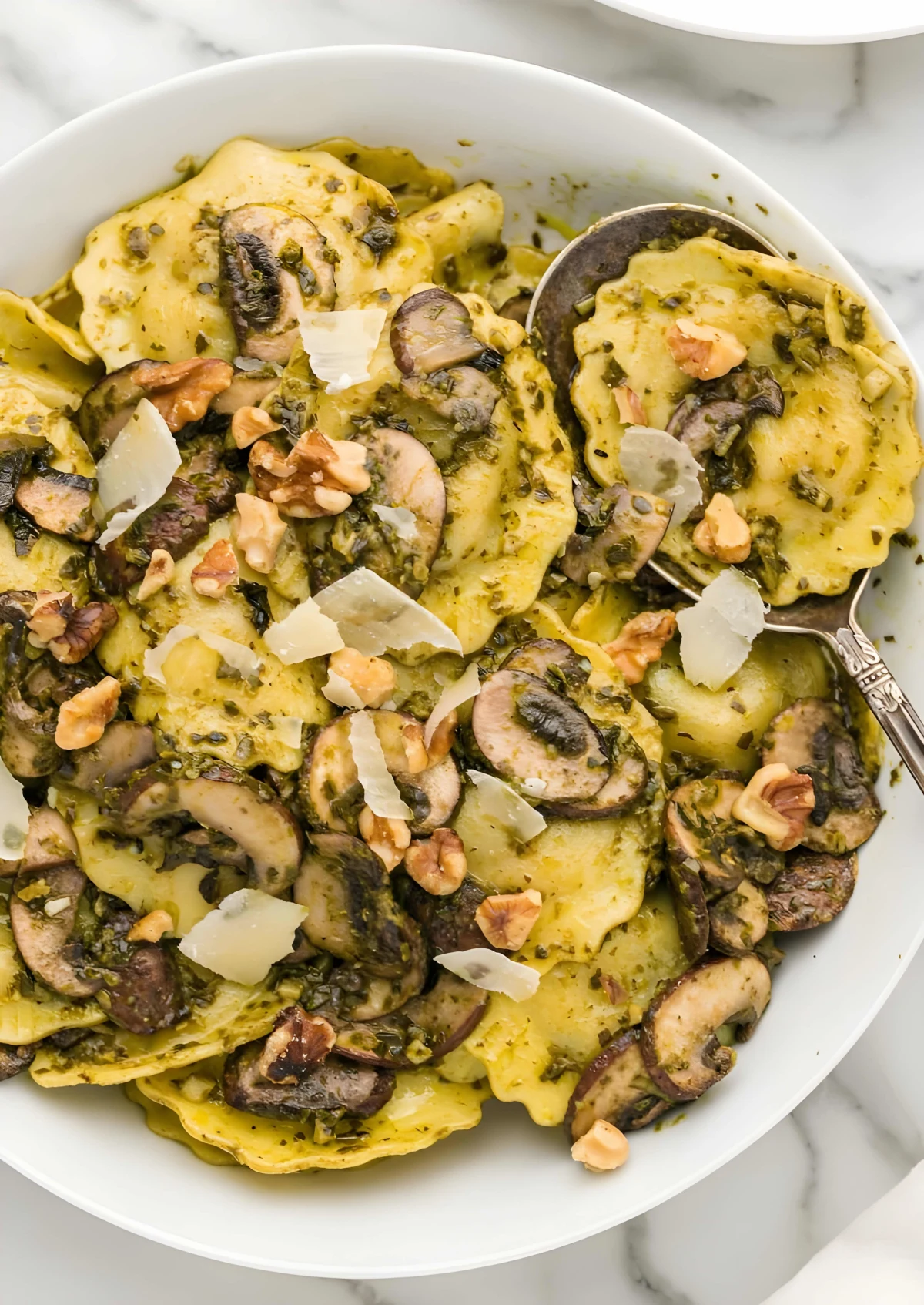 Mushroom Ravioli with Pesto
