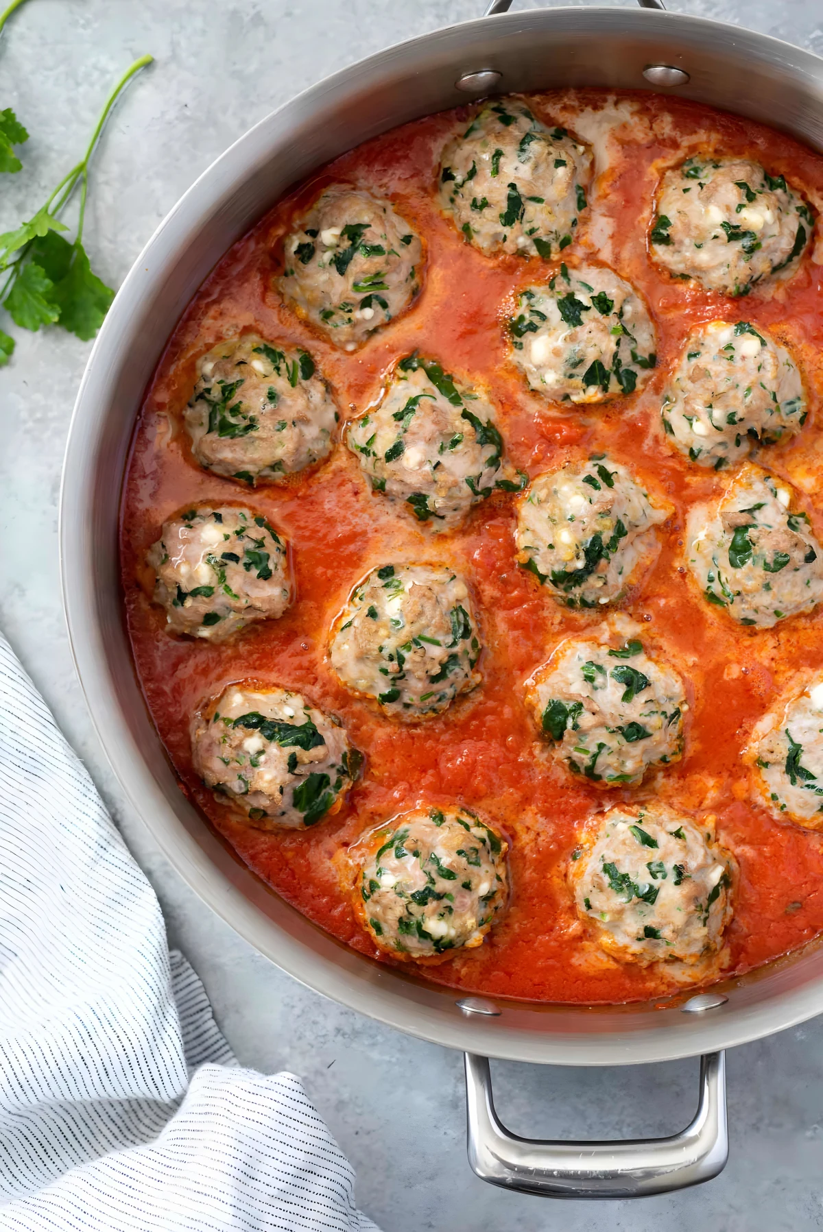 Spinach Feta Baked Turkey Meatballs