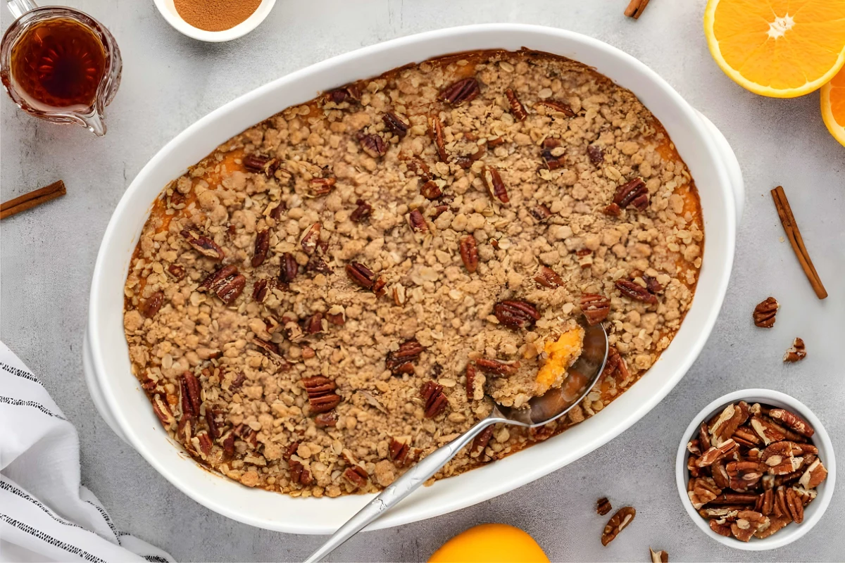 Sweet Potato Casserole with Streusel Topping