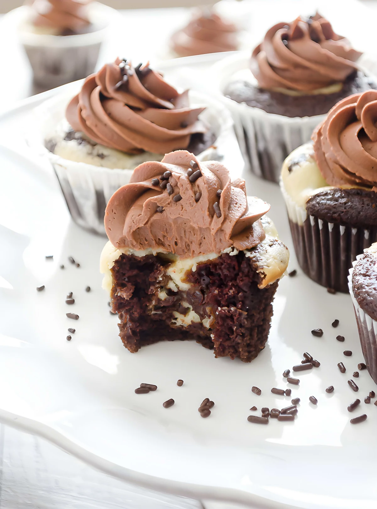 Black Bottom Cupcakes with Salted Chocolate Buttercream