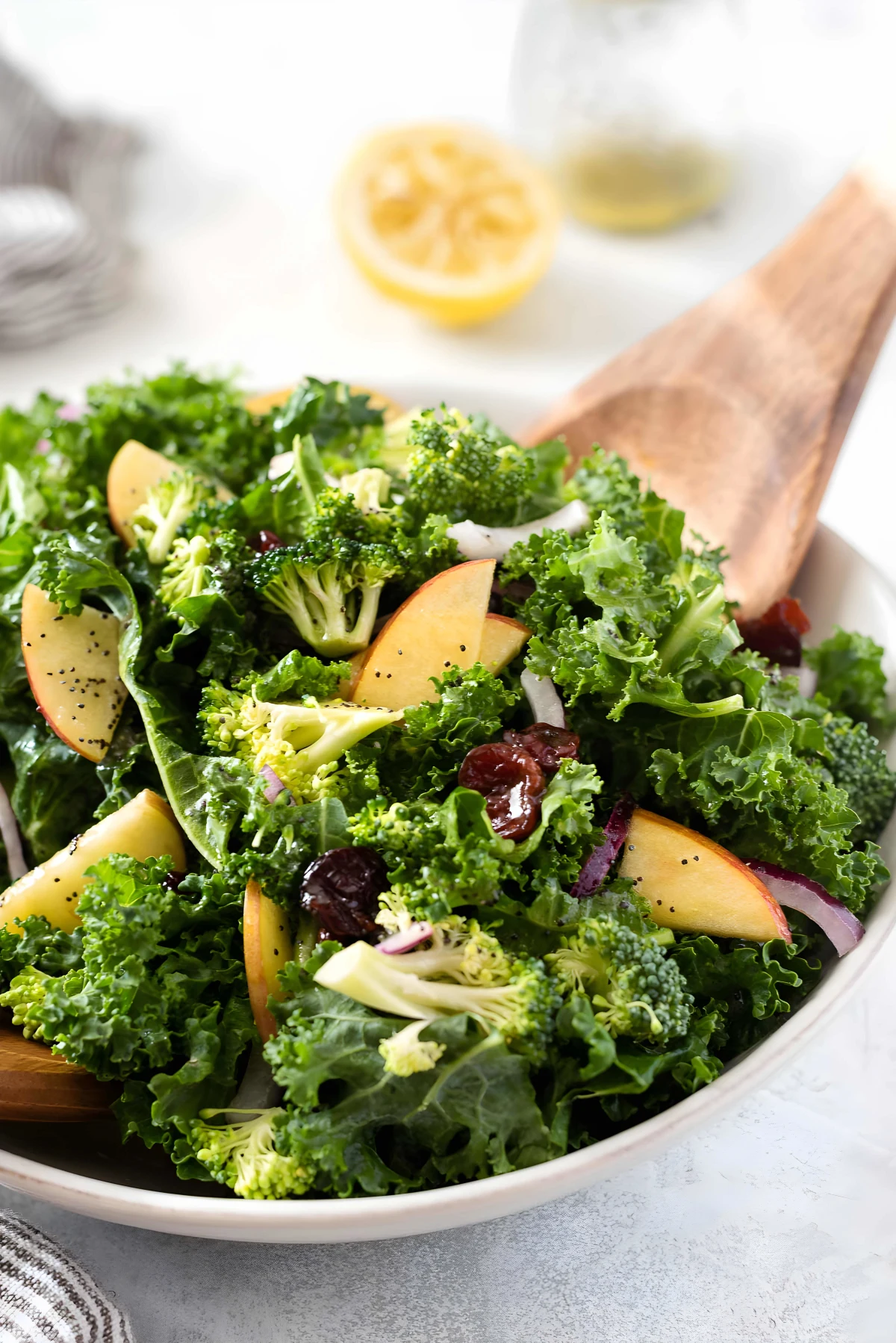 Broccoli Kale Salad with Lemon Poppy Seed Dressing