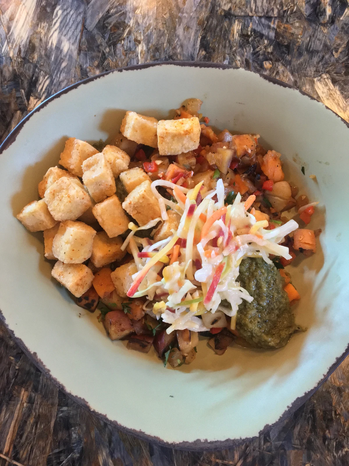 Chili-Spiced Crispy Fried Tofu Bowl with Green Onion Vinaigrette (Satu'li Canteen Copycat)