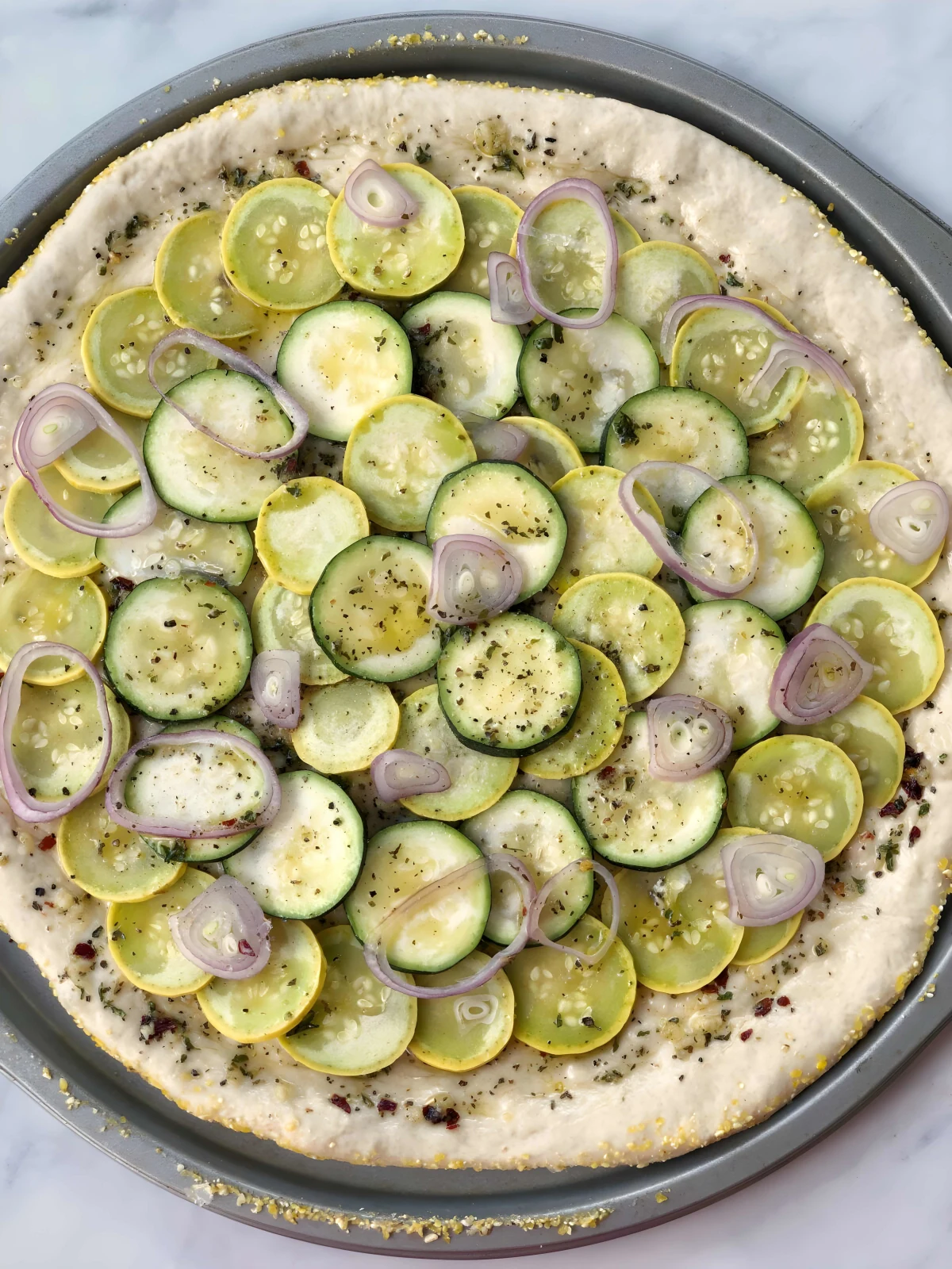 Summer Squash Pizza Recipe (2 pizzas)