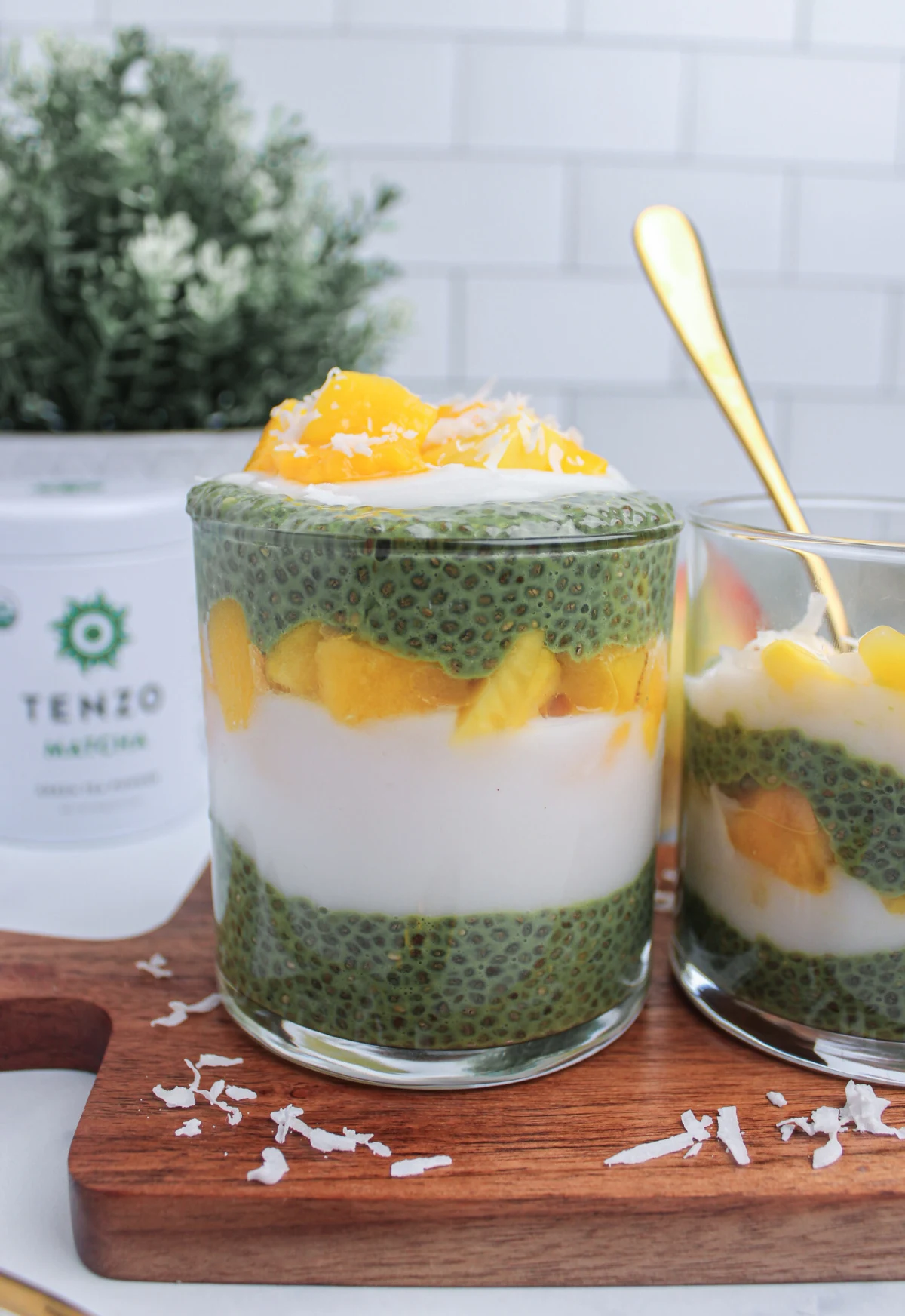 Matcha Mango Coconut Chia Pudding
