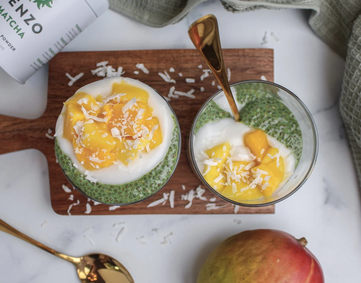 Matcha Mango Coconut Chia Pudding