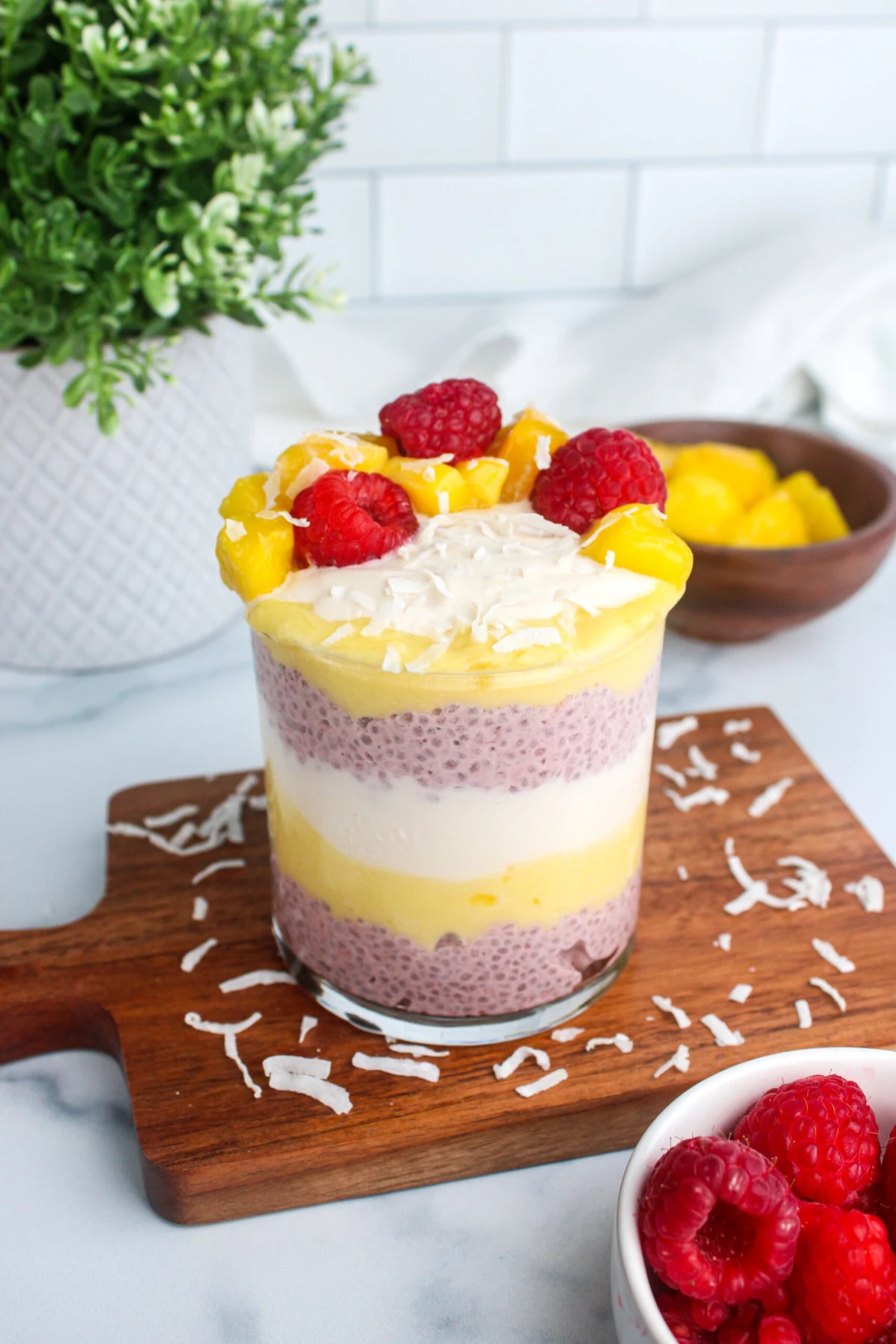 Raspberry Mango Chia Pudding Parfait